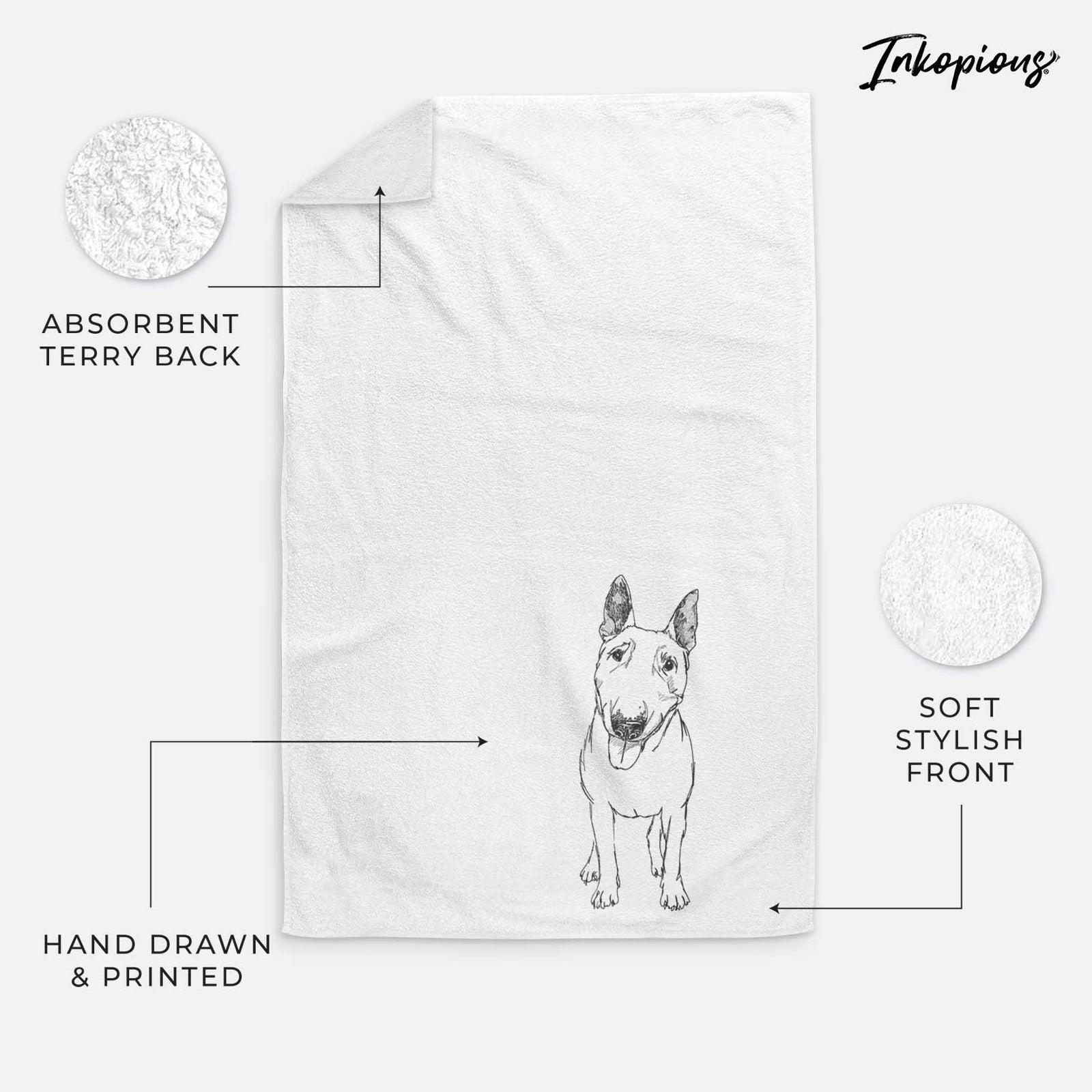 Doodled Ned the Miniature Bull Terrier Decorative Hand Towel