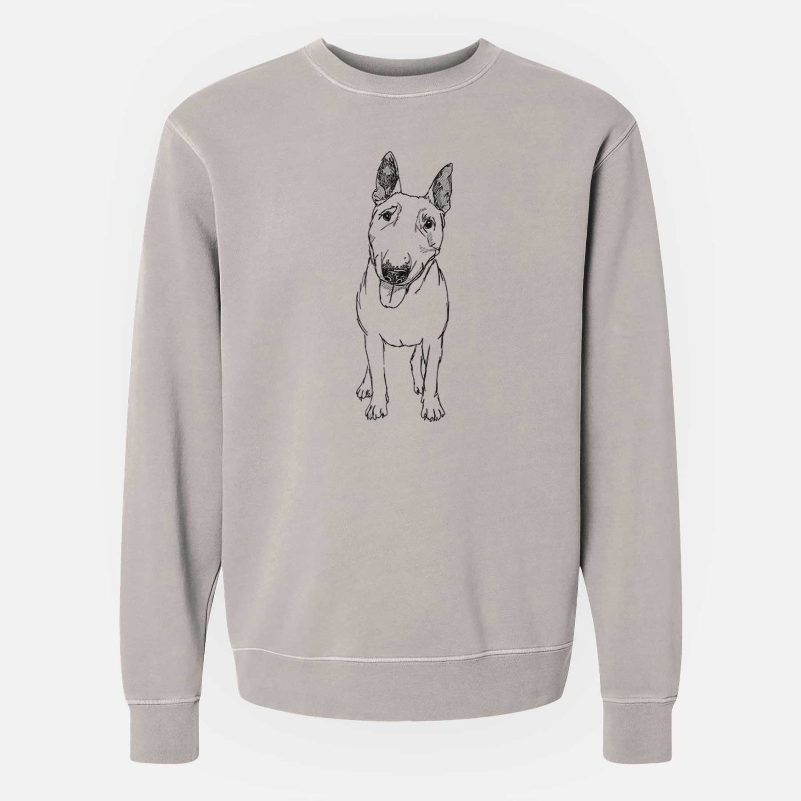 Doodled Ned the Miniature Bull Terrier - Unisex Pigment Dyed Crew Sweatshirt