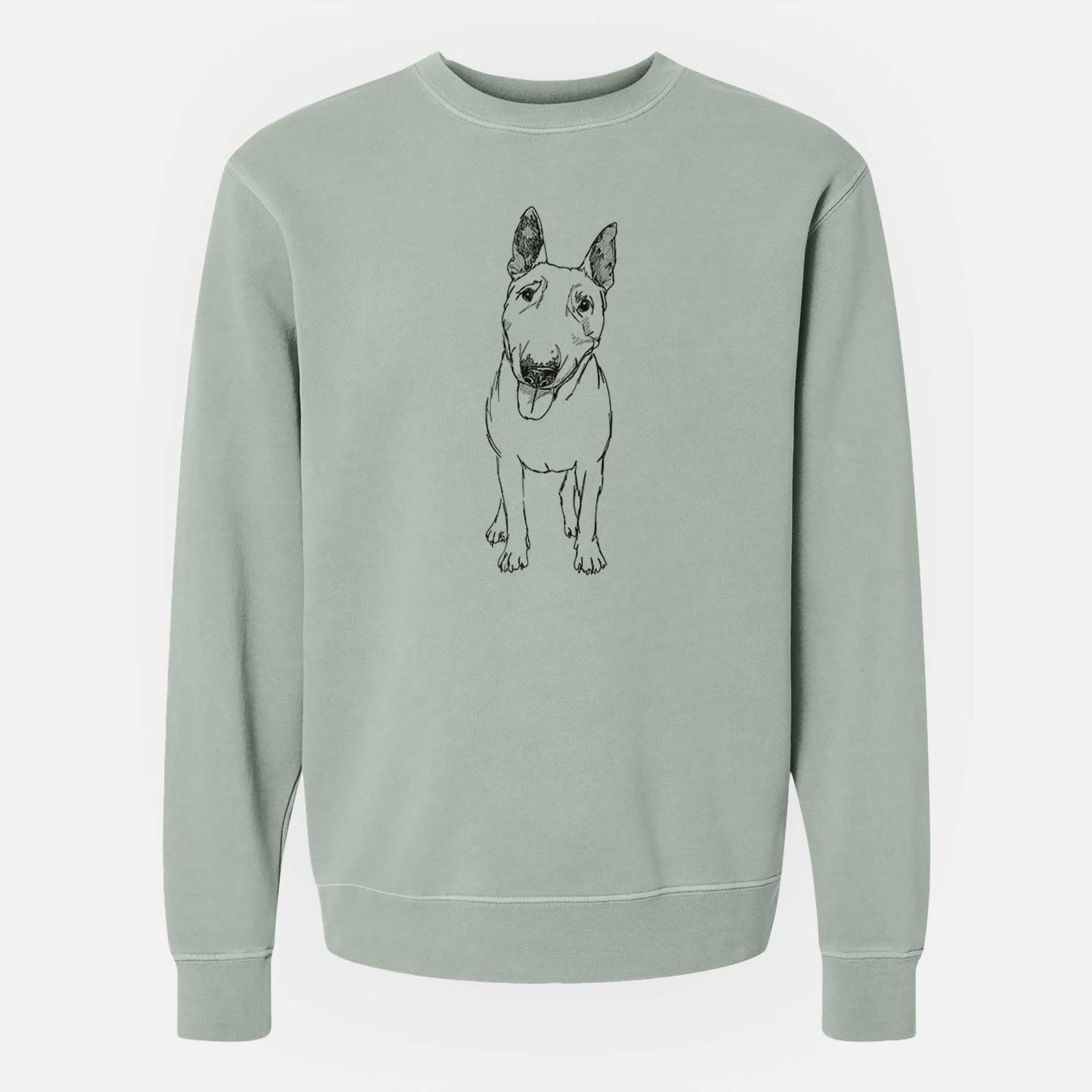 Doodled Ned the Miniature Bull Terrier - Unisex Pigment Dyed Crew Sweatshirt