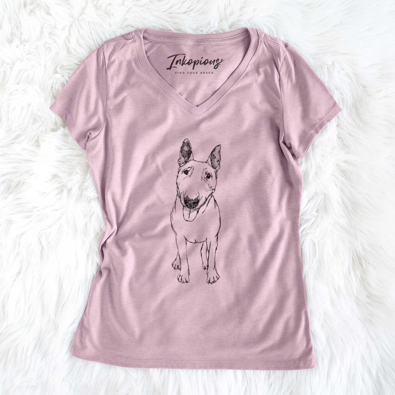 Doodled Ned the Bull Terrier - Women's V-neck Shirt