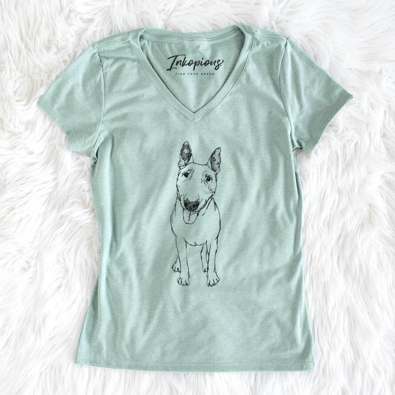 Doodled Ned the Bull Terrier - Women's V-neck Shirt