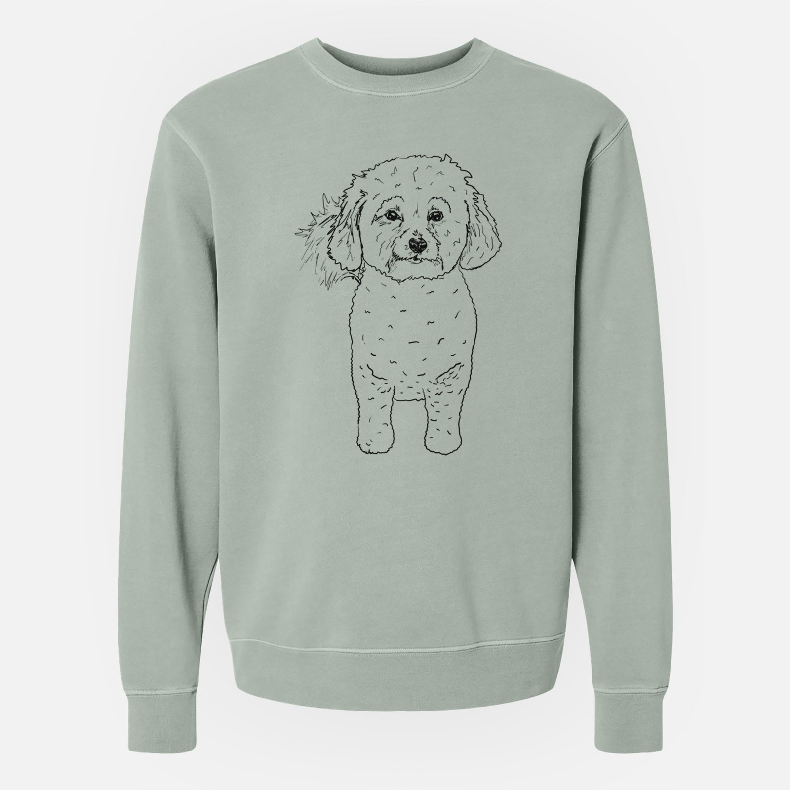 Doodled Neo the Bichon Frise - Unisex Pigment Dyed Crew Sweatshirt