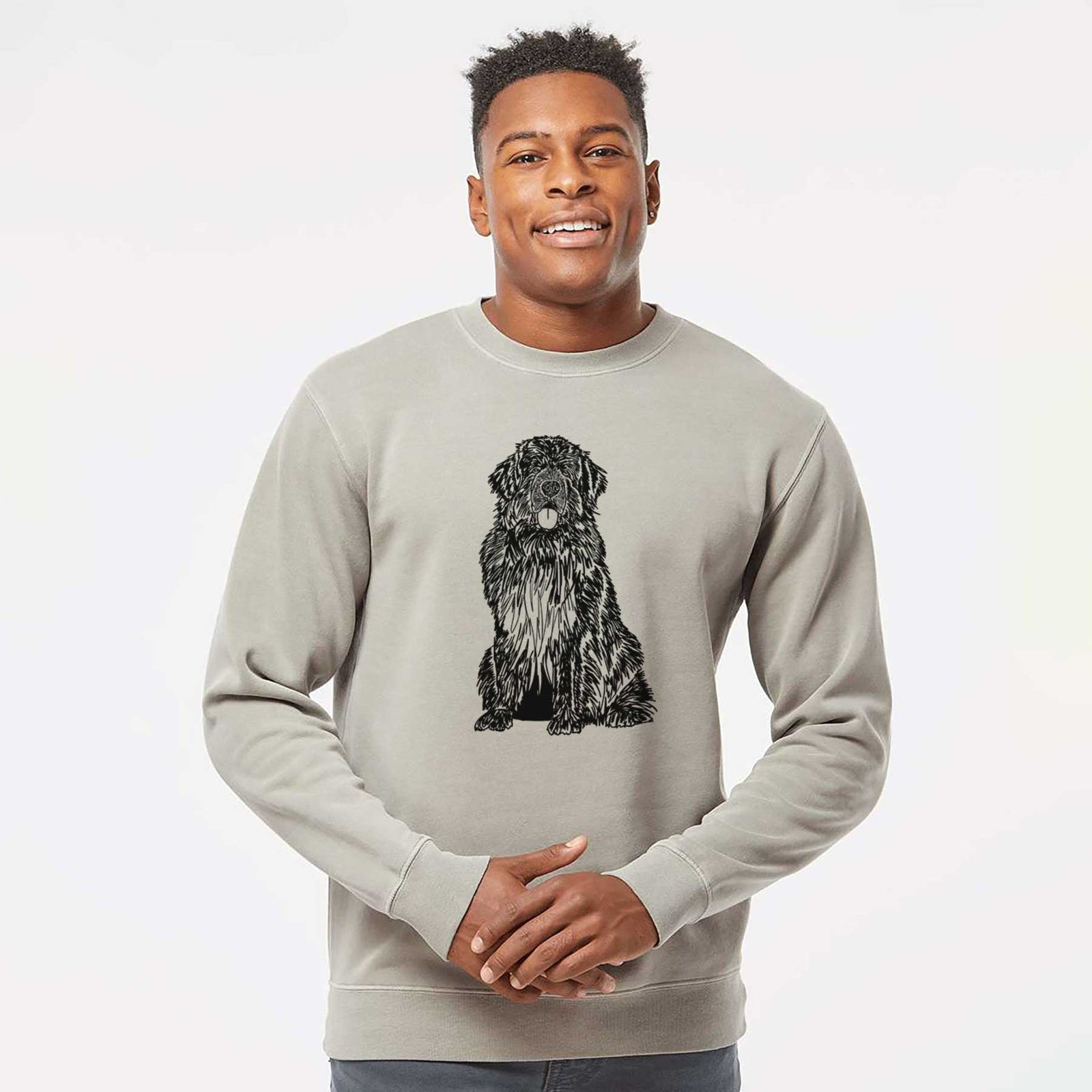 Doodled Newfoundland the - Unisex Pigment Dyed Crew Sweatshirt