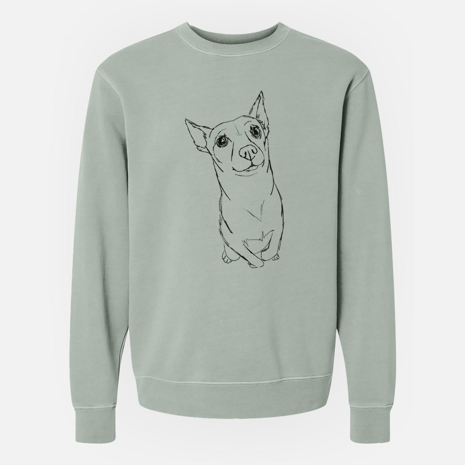 Doodled Nico Suave the Chihuahua Mix - Unisex Pigment Dyed Crew Sweatshirt