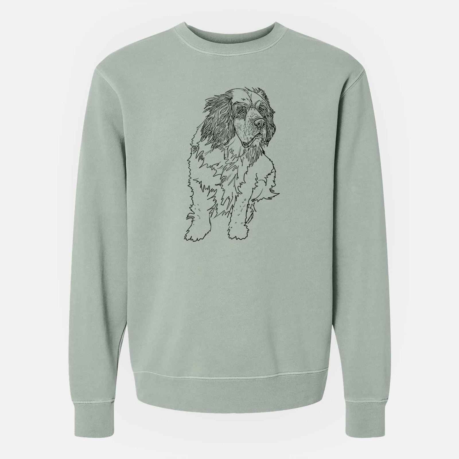 Doodled Nika the Clumber Spaniel - Unisex Pigment Dyed Crew Sweatshirt
