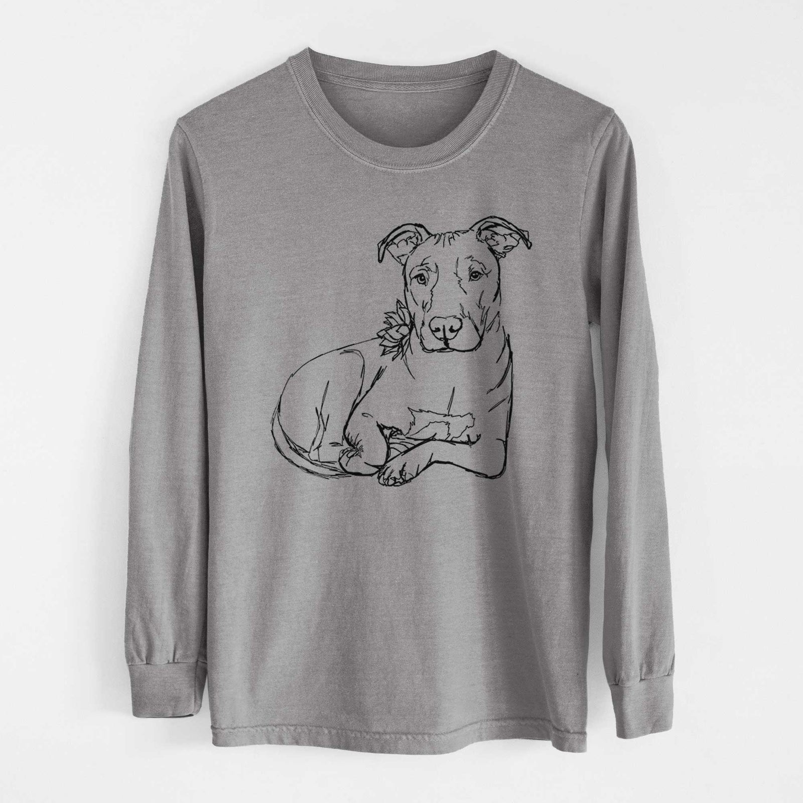 Doodled Nugget the Pitbull - Heavyweight 100% Cotton Long Sleeve