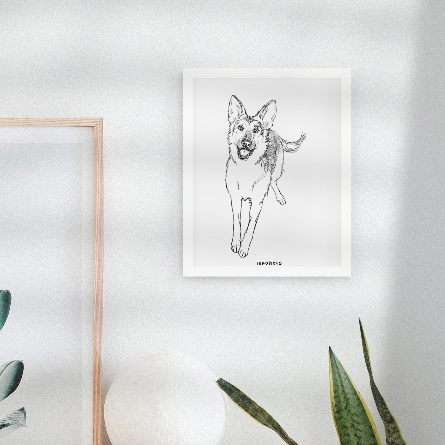 Doodled Odie the German Shepherd Art Print
