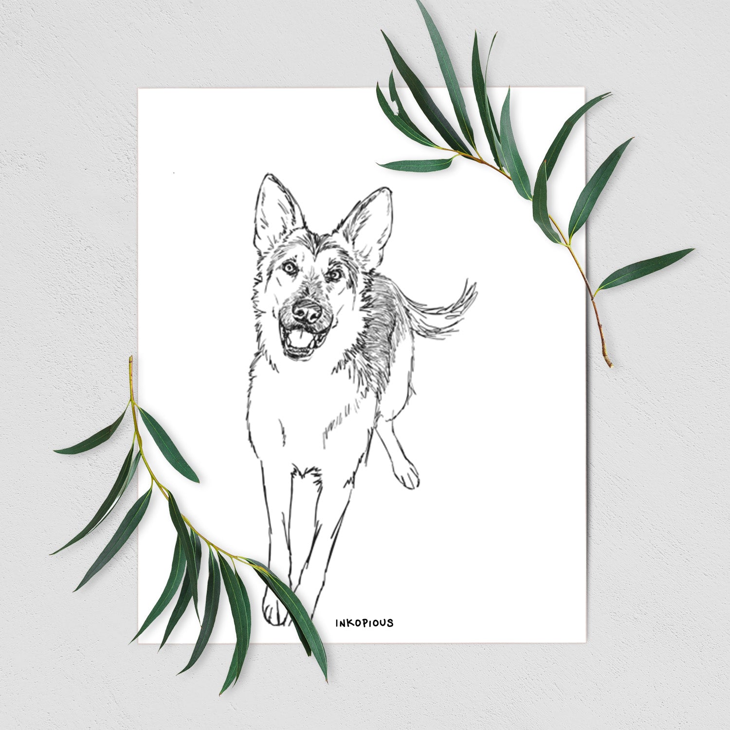 Doodled Odie the German Shepherd Art Print