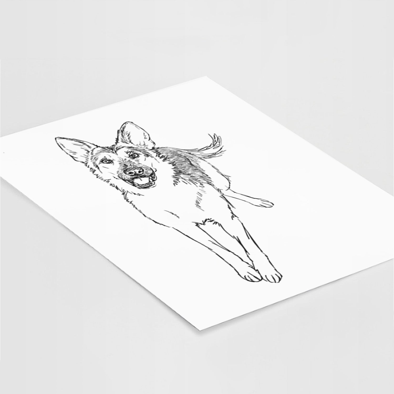 Doodled Odie the German Shepherd Art Print