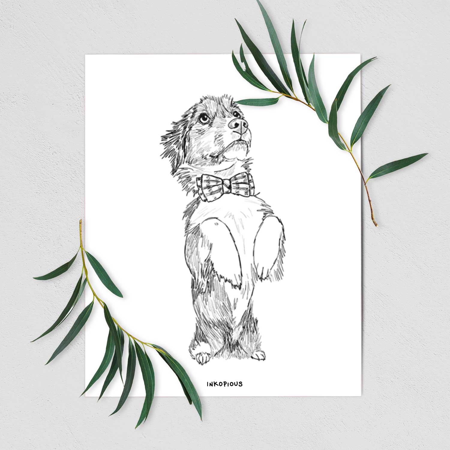 Doodled Oliver the Mixed Breed Art Print
