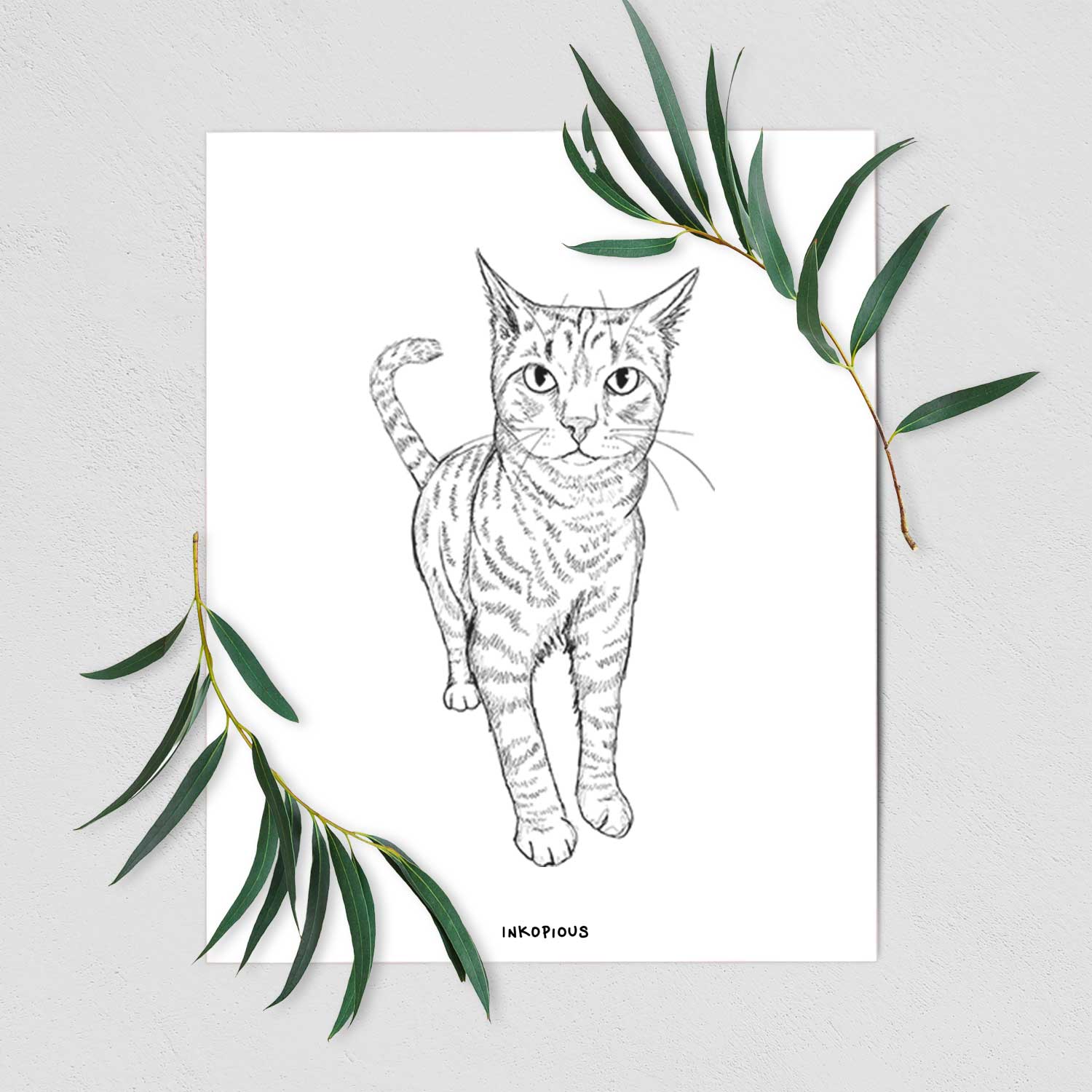 Doodled Otto the Tabby Cat Art Print