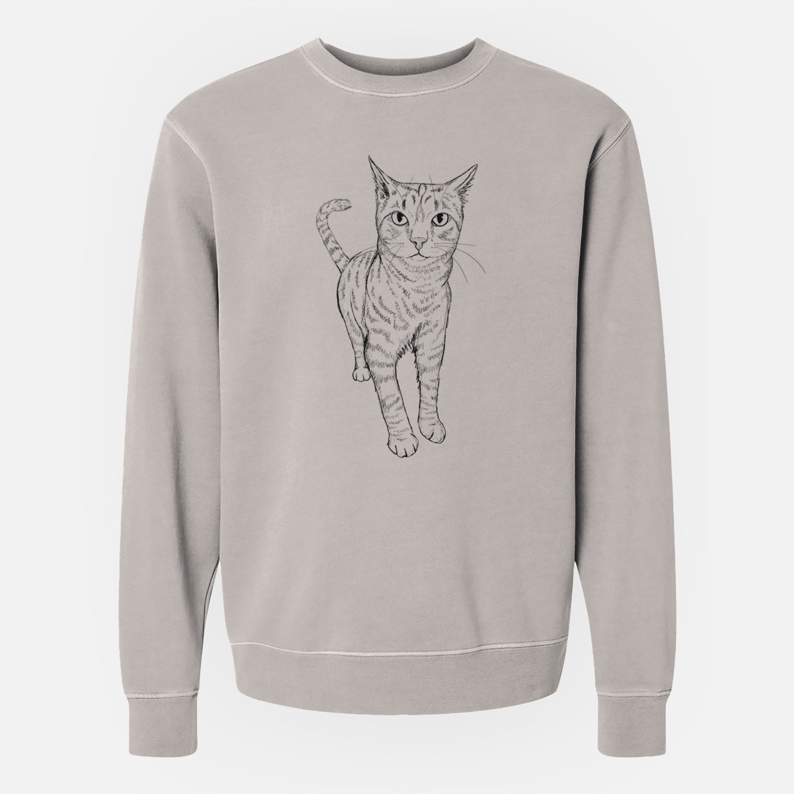 Doodled Otto the Tabby Cat - Unisex Pigment Dyed Crew Sweatshirt