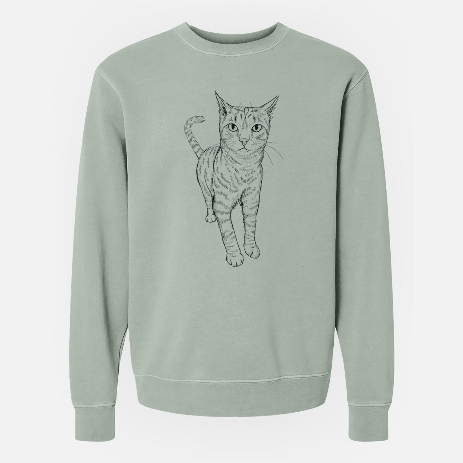 Doodled Otto the Tabby Cat - Unisex Pigment Dyed Crew Sweatshirt