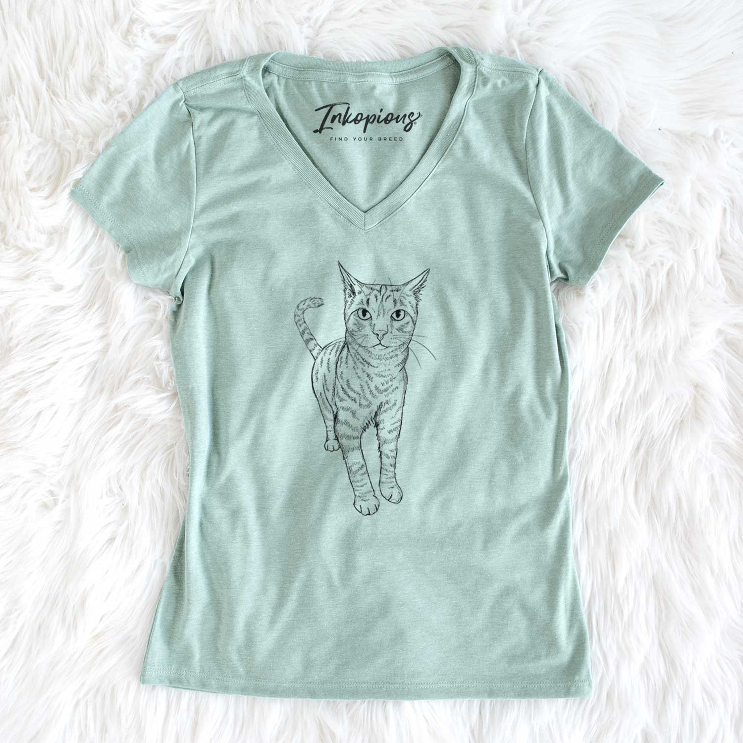 Doodled Otto the Tabby Cat - Women's V-neck Shirt