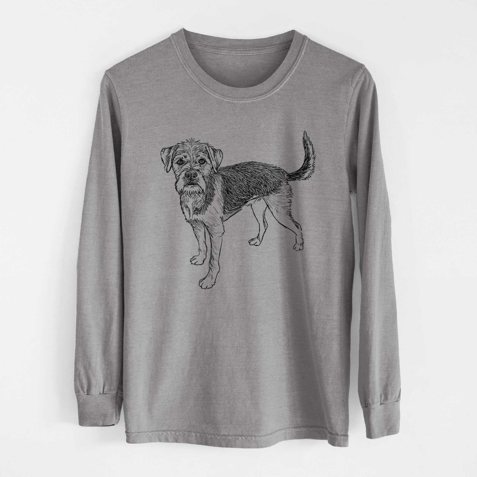 Doodled Ozzy the Terrier Mix - Heavyweight 100% Cotton Long Sleeve