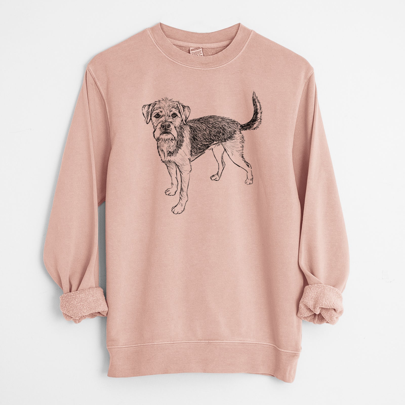 Doodled Ozzy the Terrier Mix - Unisex Pigment Dyed Crew Sweatshirt