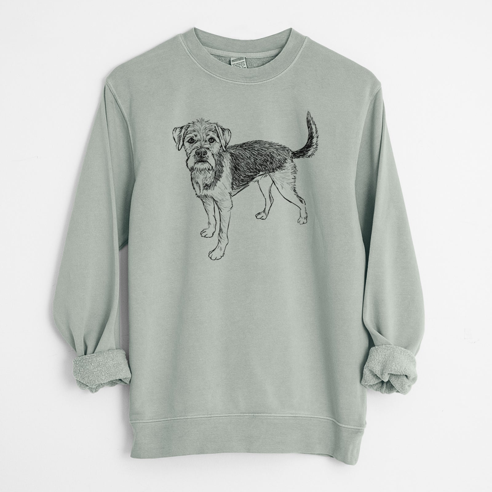 Doodled Ozzy the Terrier Mix - Unisex Pigment Dyed Crew Sweatshirt
