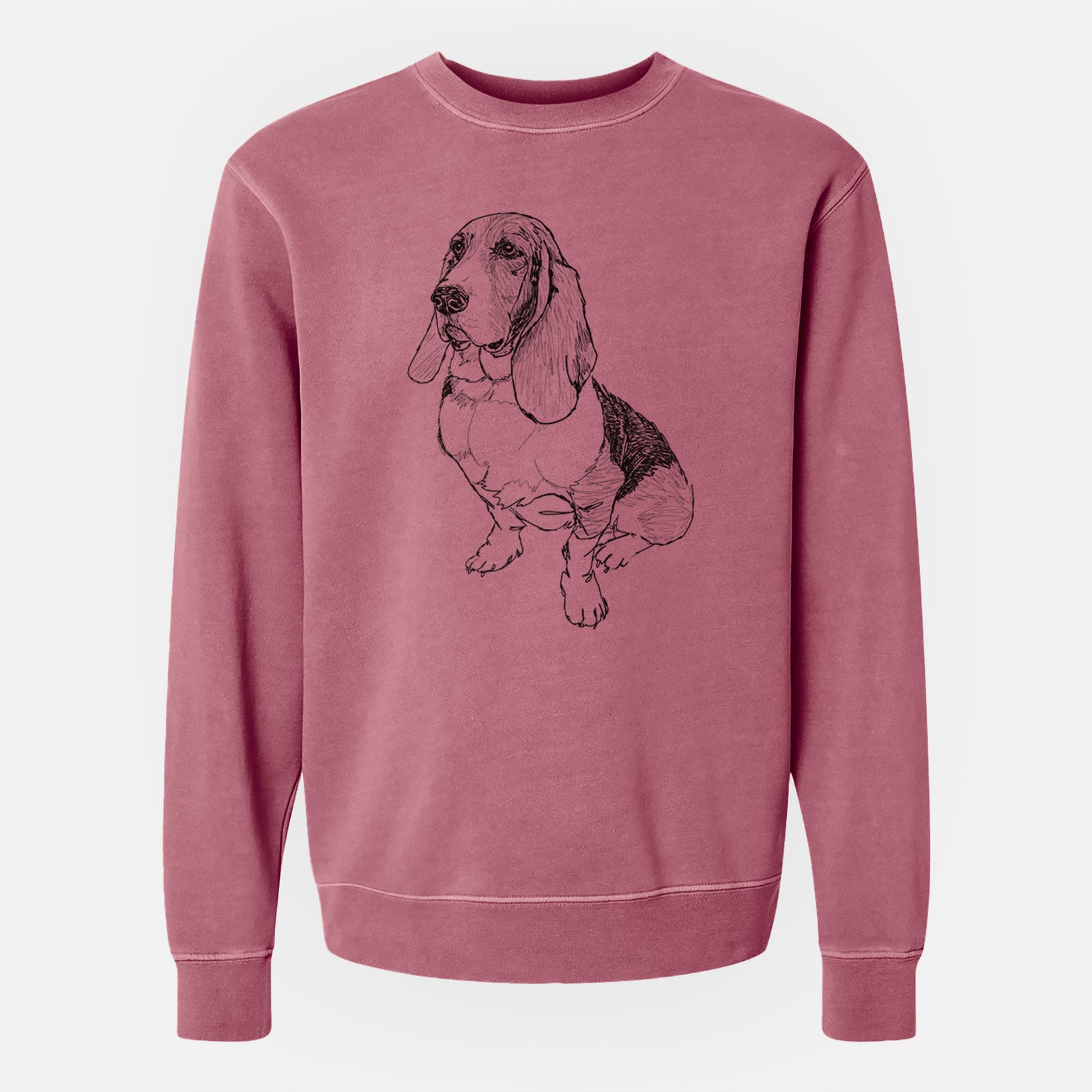 Doodled Pearl the Basset Hound - Unisex Pigment Dyed Crew Sweatshirt