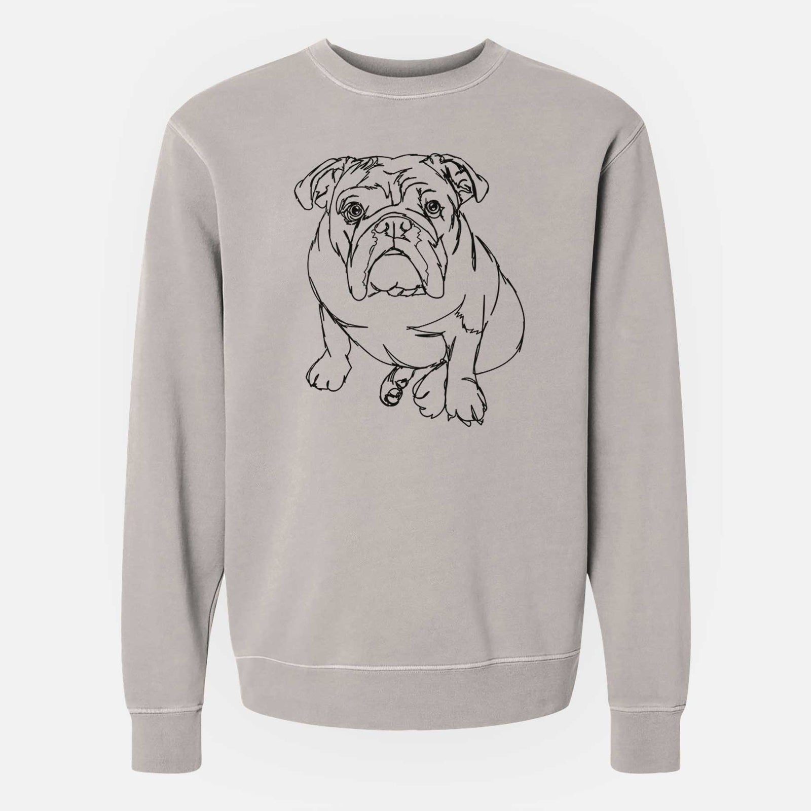 Doodled Penny the English Bulldog - Unisex Pigment Dyed Crew Sweatshirt