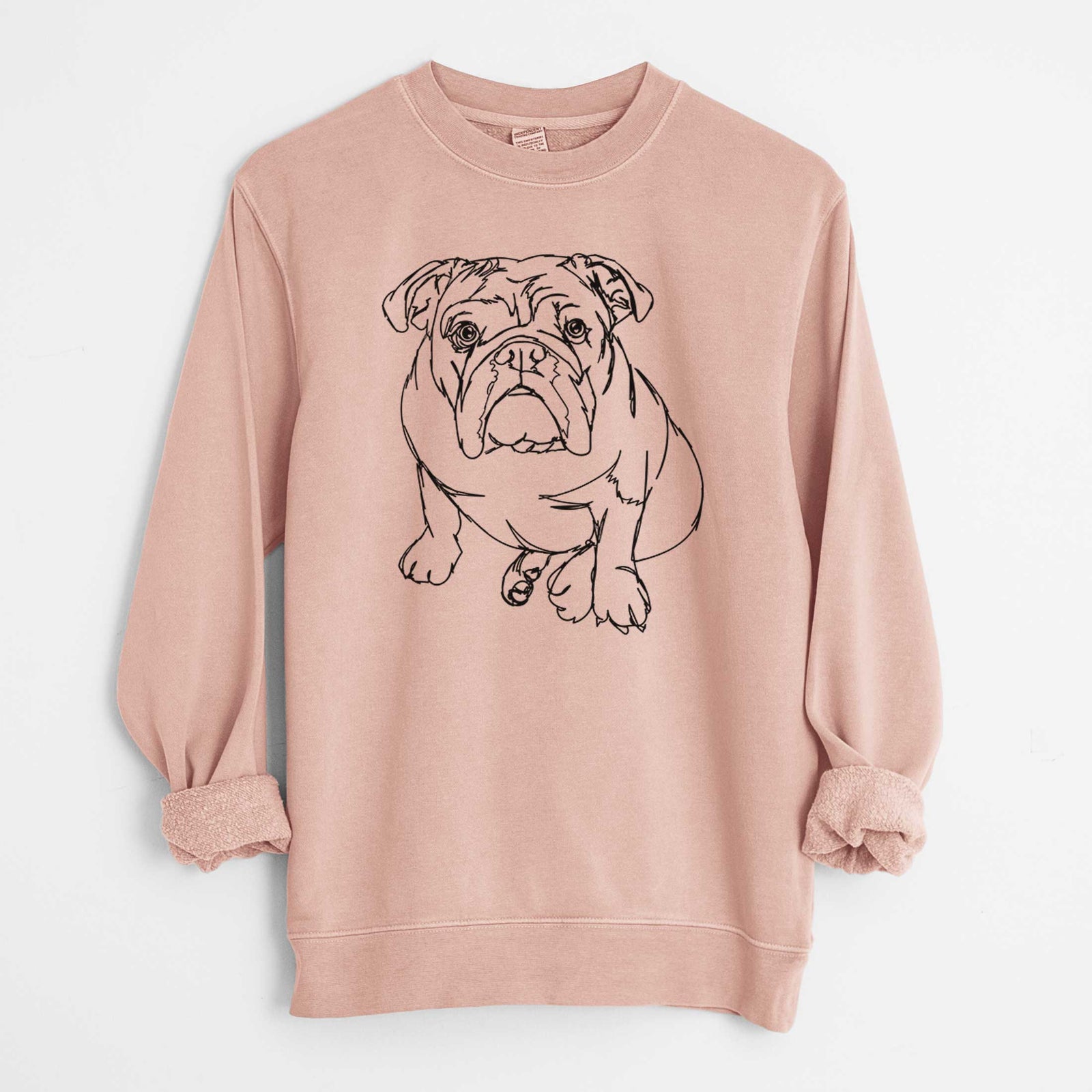Doodled Penny the English Bulldog - Unisex Pigment Dyed Crew Sweatshirt