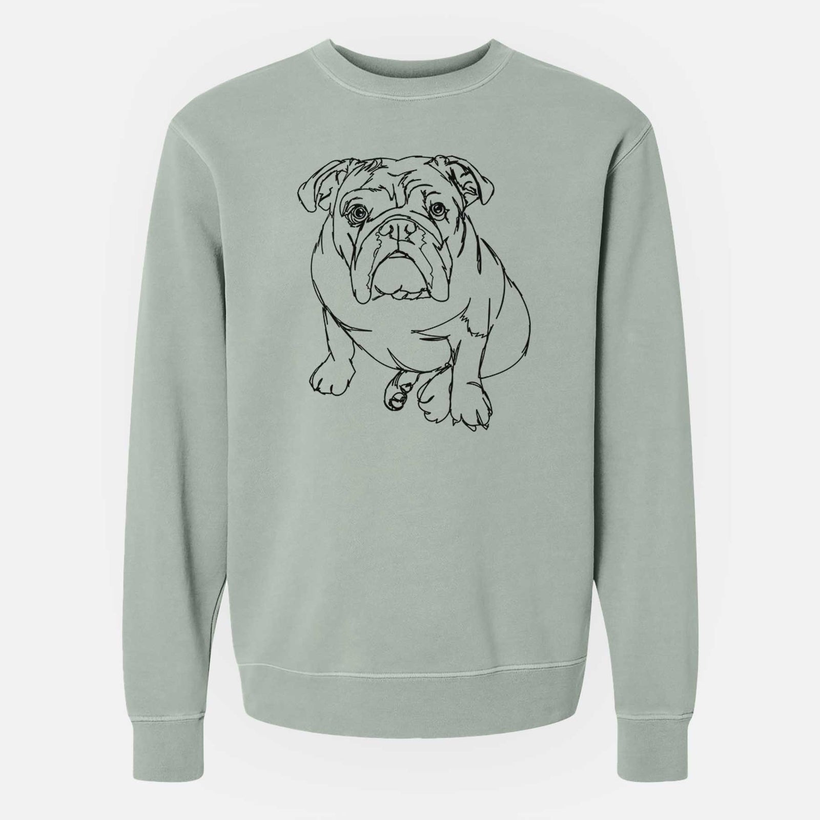 Doodled Penny the English Bulldog - Unisex Pigment Dyed Crew Sweatshirt