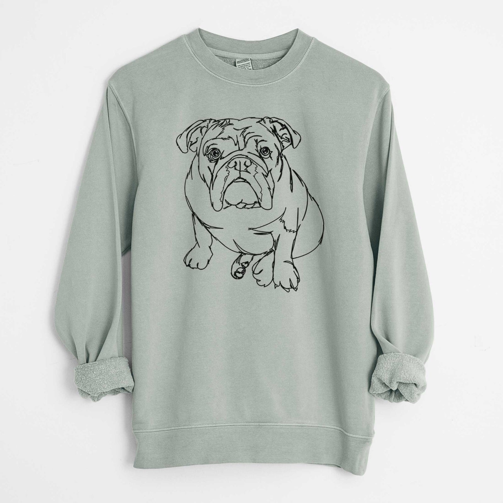 Doodled Penny the English Bulldog - Unisex Pigment Dyed Crew Sweatshirt