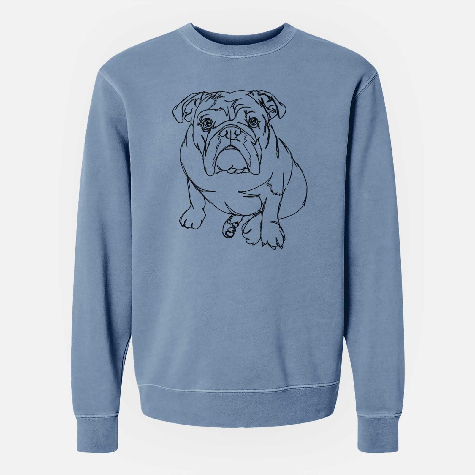 Doodled Penny the English Bulldog - Unisex Pigment Dyed Crew Sweatshirt