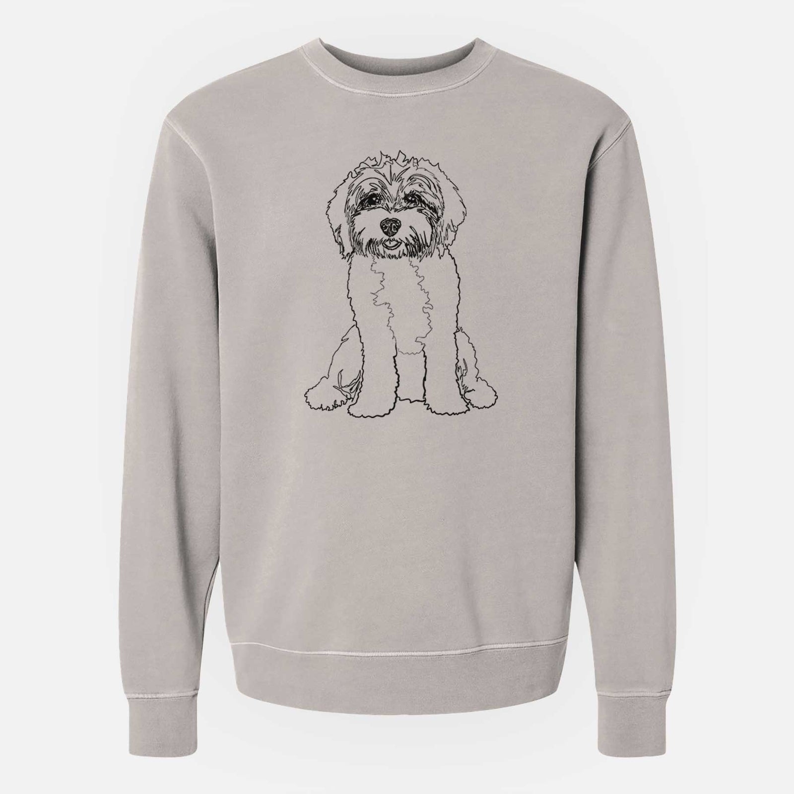 Doodled Penny Lane the Cavapoo - Unisex Pigment Dyed Crew Sweatshirt