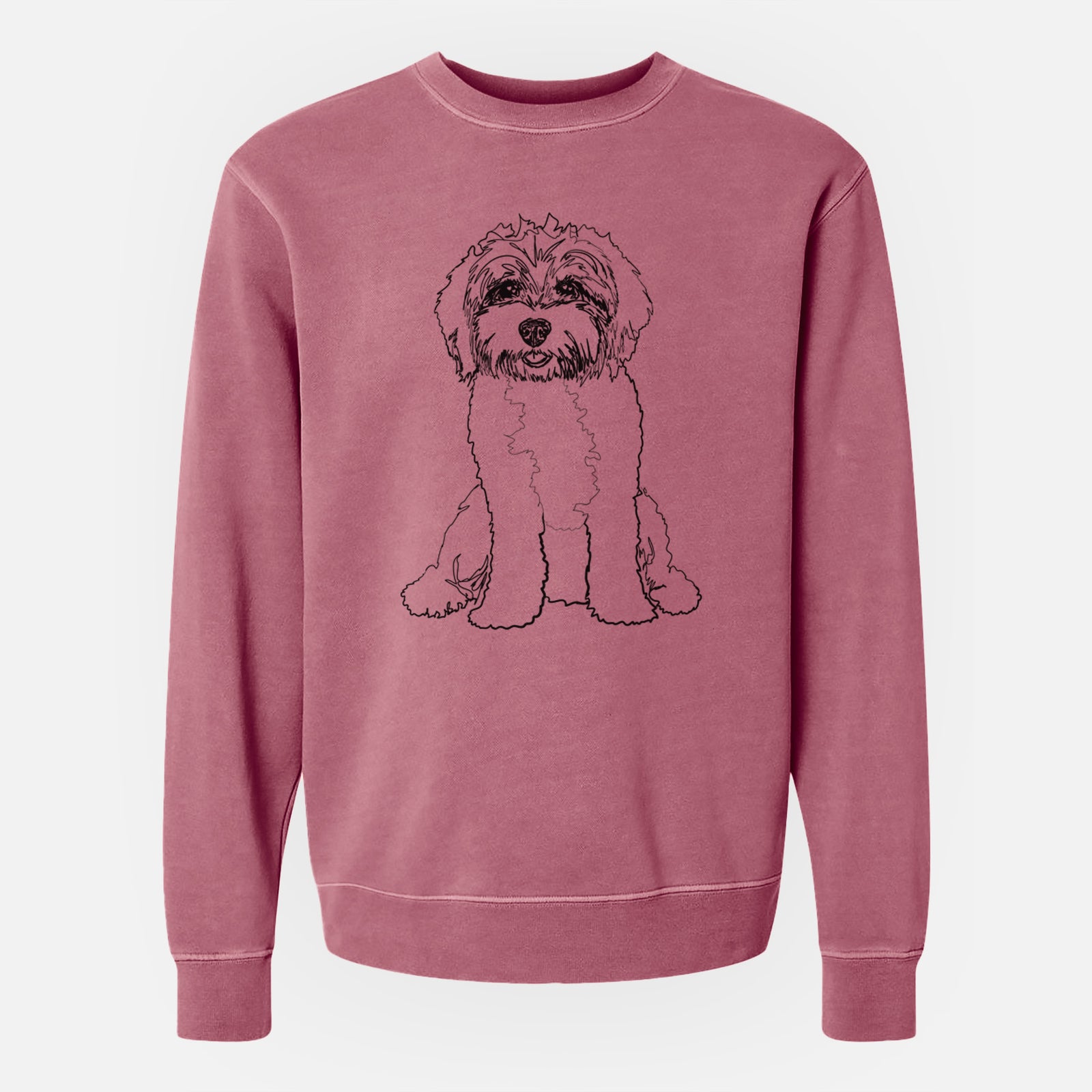Doodled Penny Lane the Cavapoo - Unisex Pigment Dyed Crew Sweatshirt