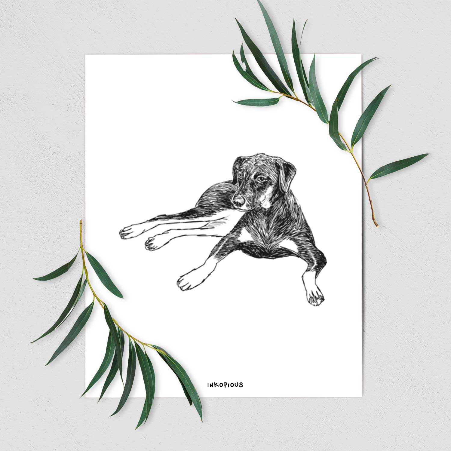 Doodled Penny Lee the Mixed Breed Art Print