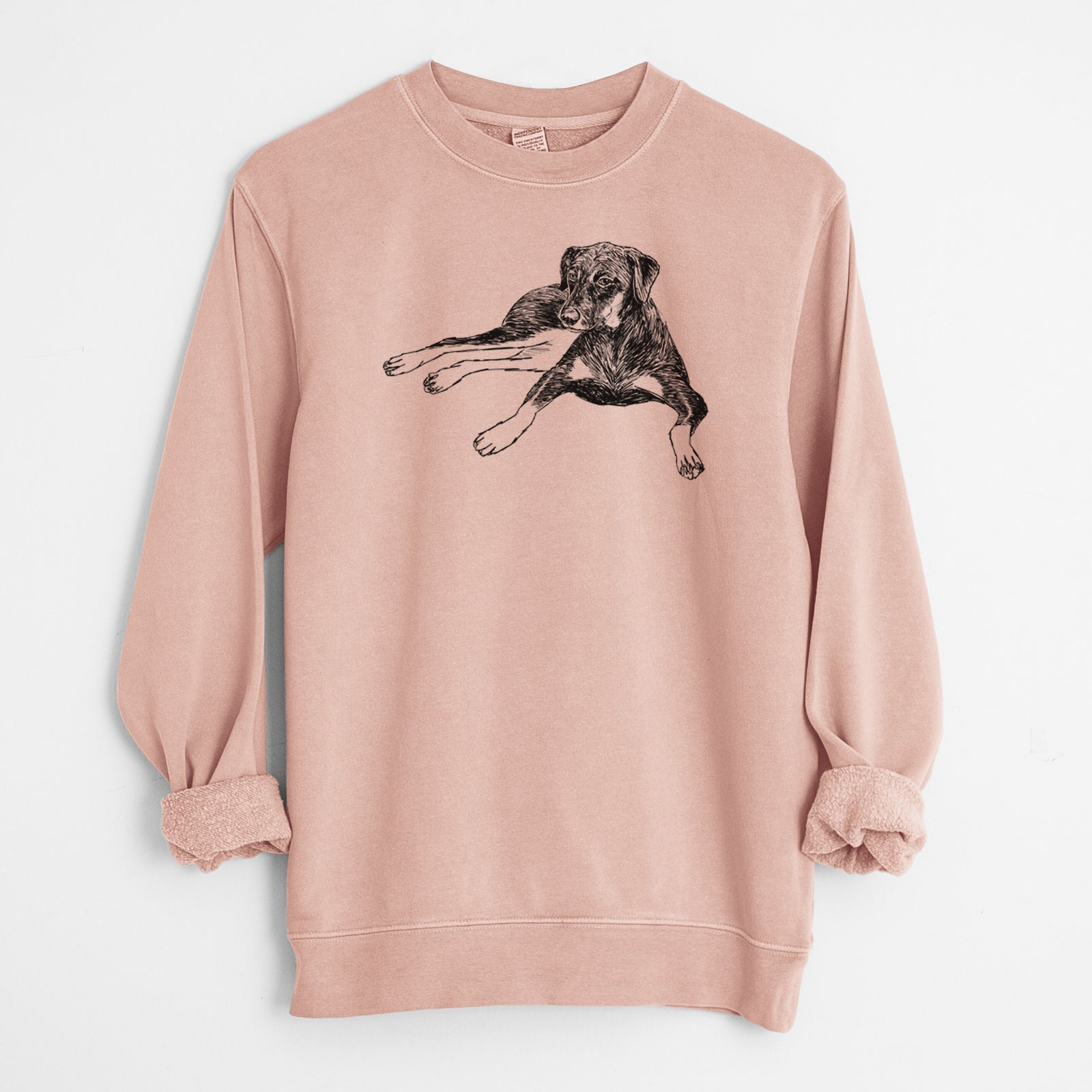 Doodled Penny Lee the Mixed Breed - Unisex Pigment Dyed Crew Sweatshirt