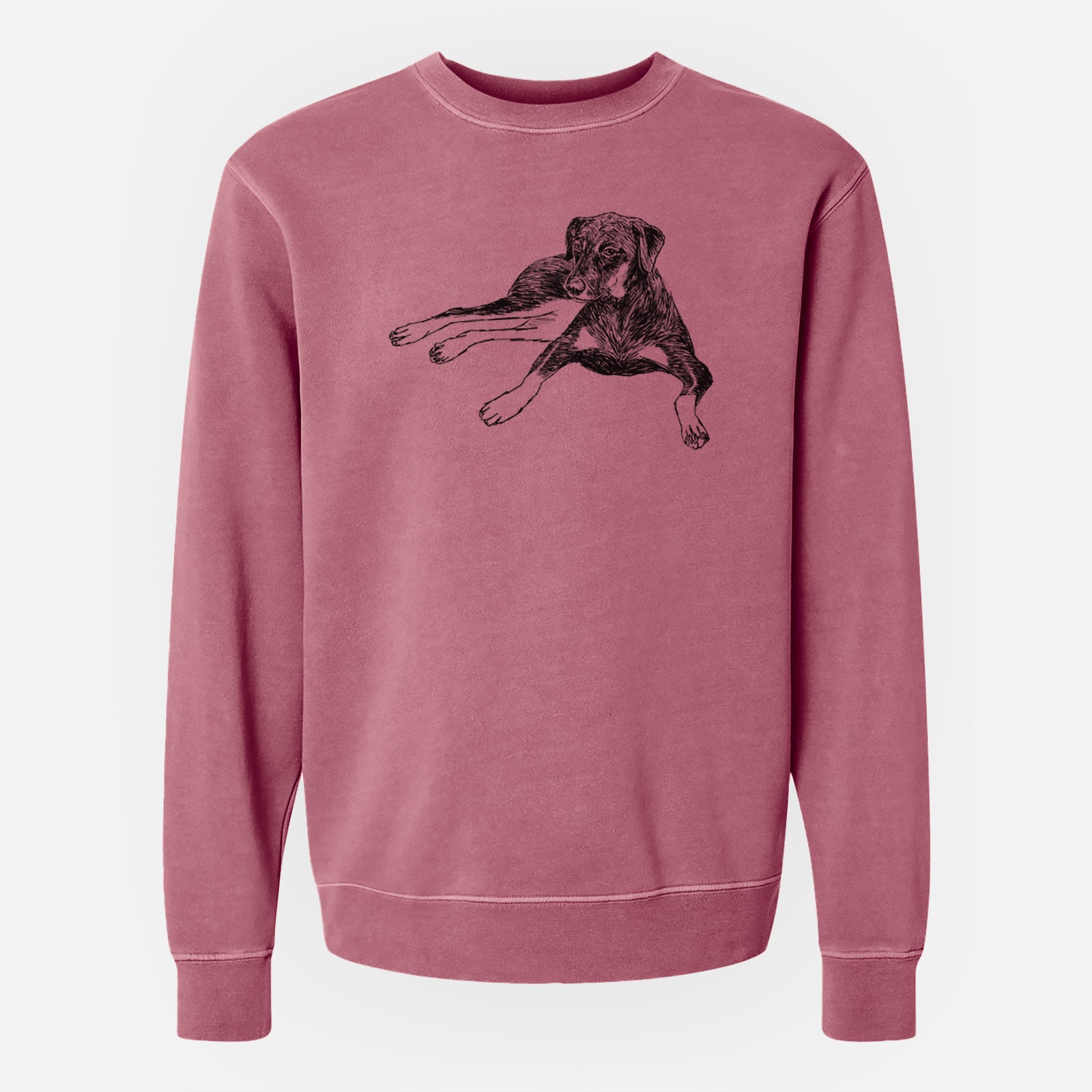 Doodled Penny Lee the Mixed Breed - Unisex Pigment Dyed Crew Sweatshirt