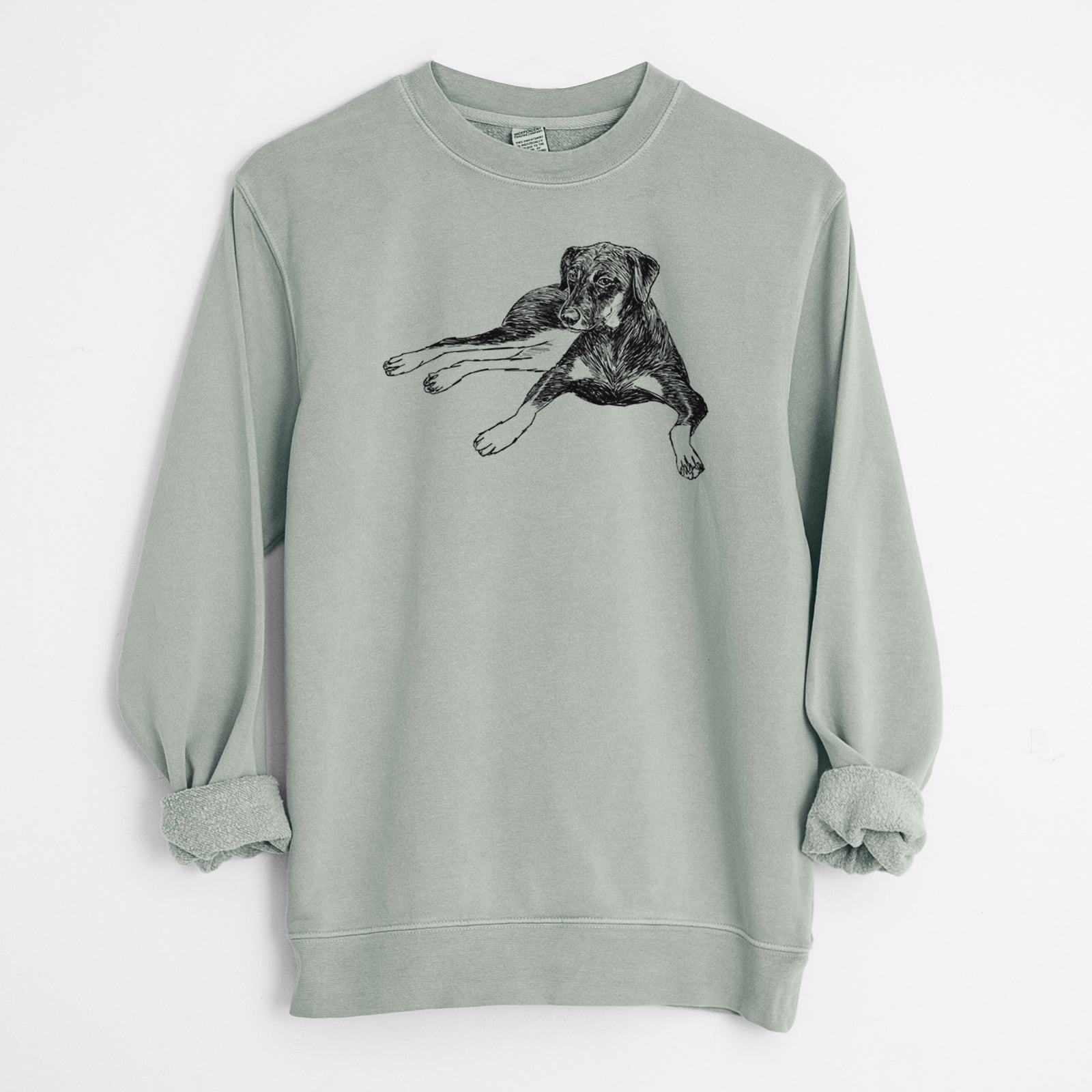 Doodled Penny Lee the Mixed Breed - Unisex Pigment Dyed Crew Sweatshirt