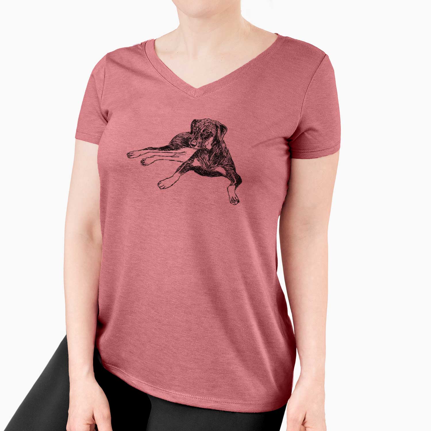 Doodled Penny Lee the Mixed Breed - Women's V-neck Shirt