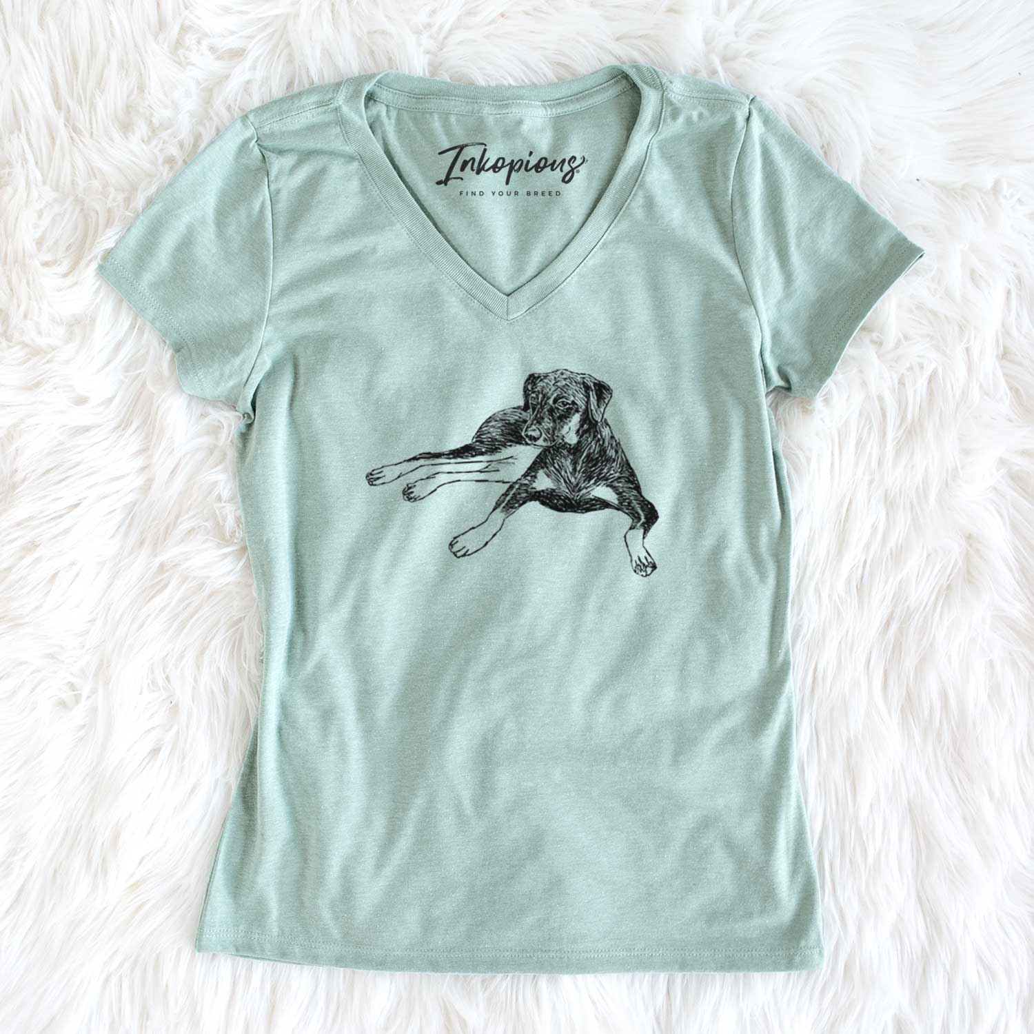 Doodled Penny Lee the Mixed Breed - Women's V-neck Shirt