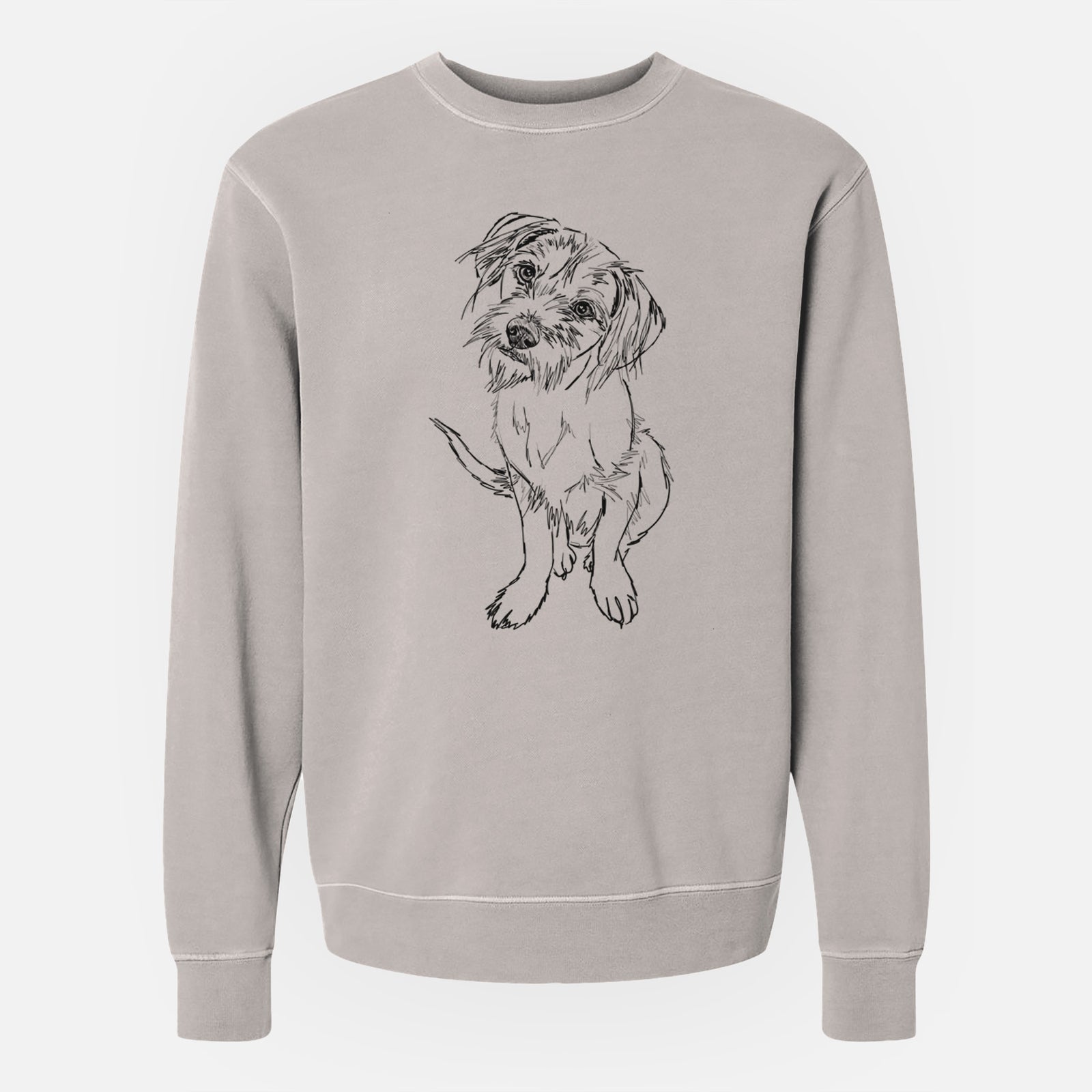 Doodled Penny the Mixed Breed - Unisex Pigment Dyed Crew Sweatshirt