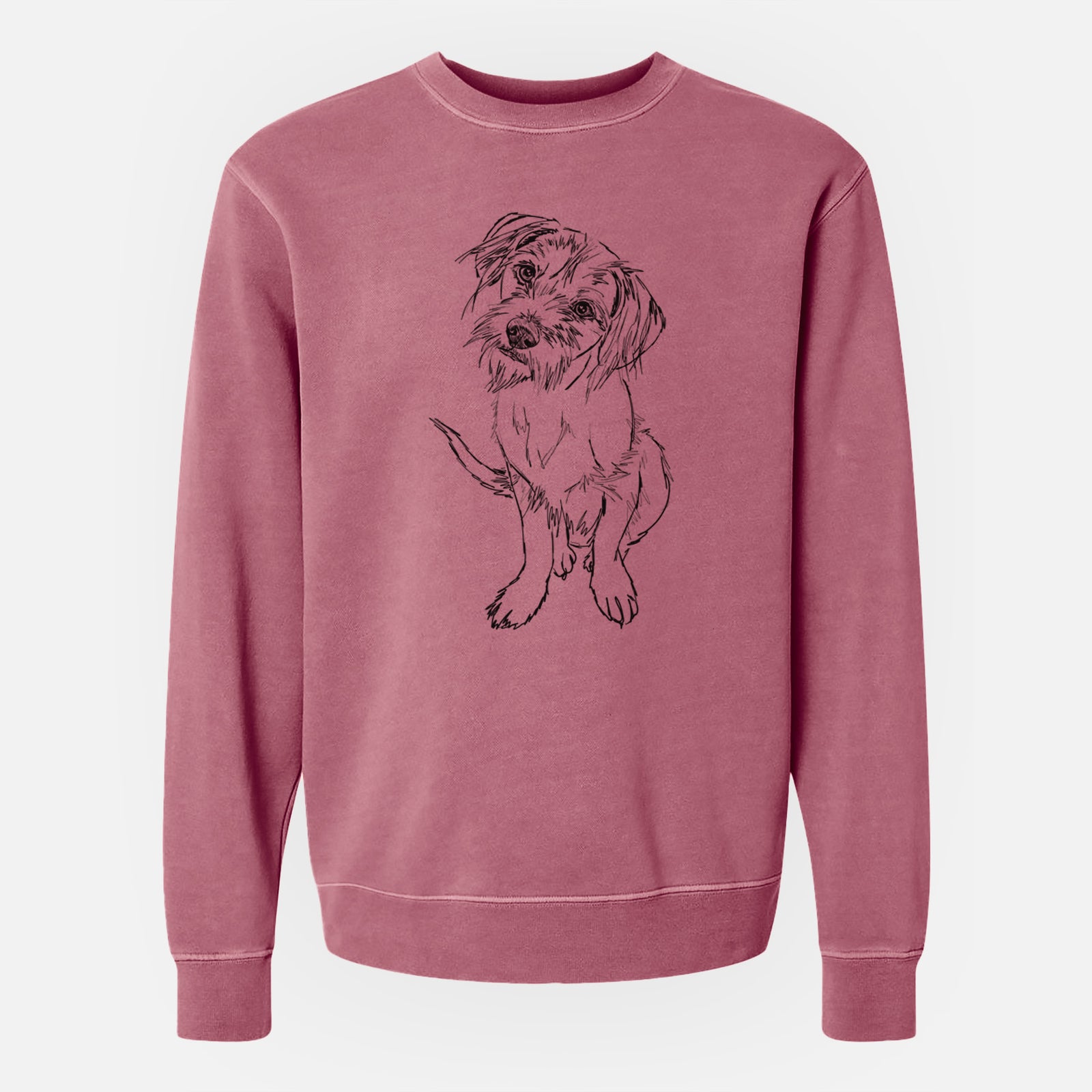 Doodled Penny the Mixed Breed - Unisex Pigment Dyed Crew Sweatshirt