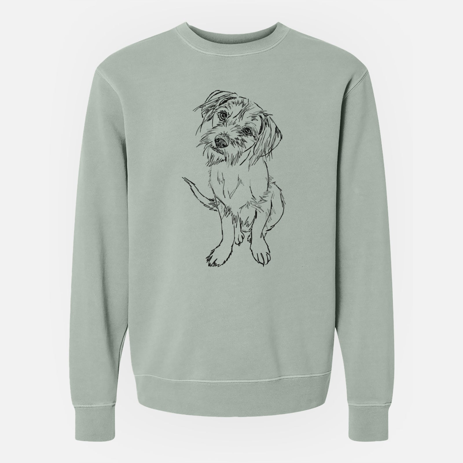 Doodled Penny the Mixed Breed - Unisex Pigment Dyed Crew Sweatshirt