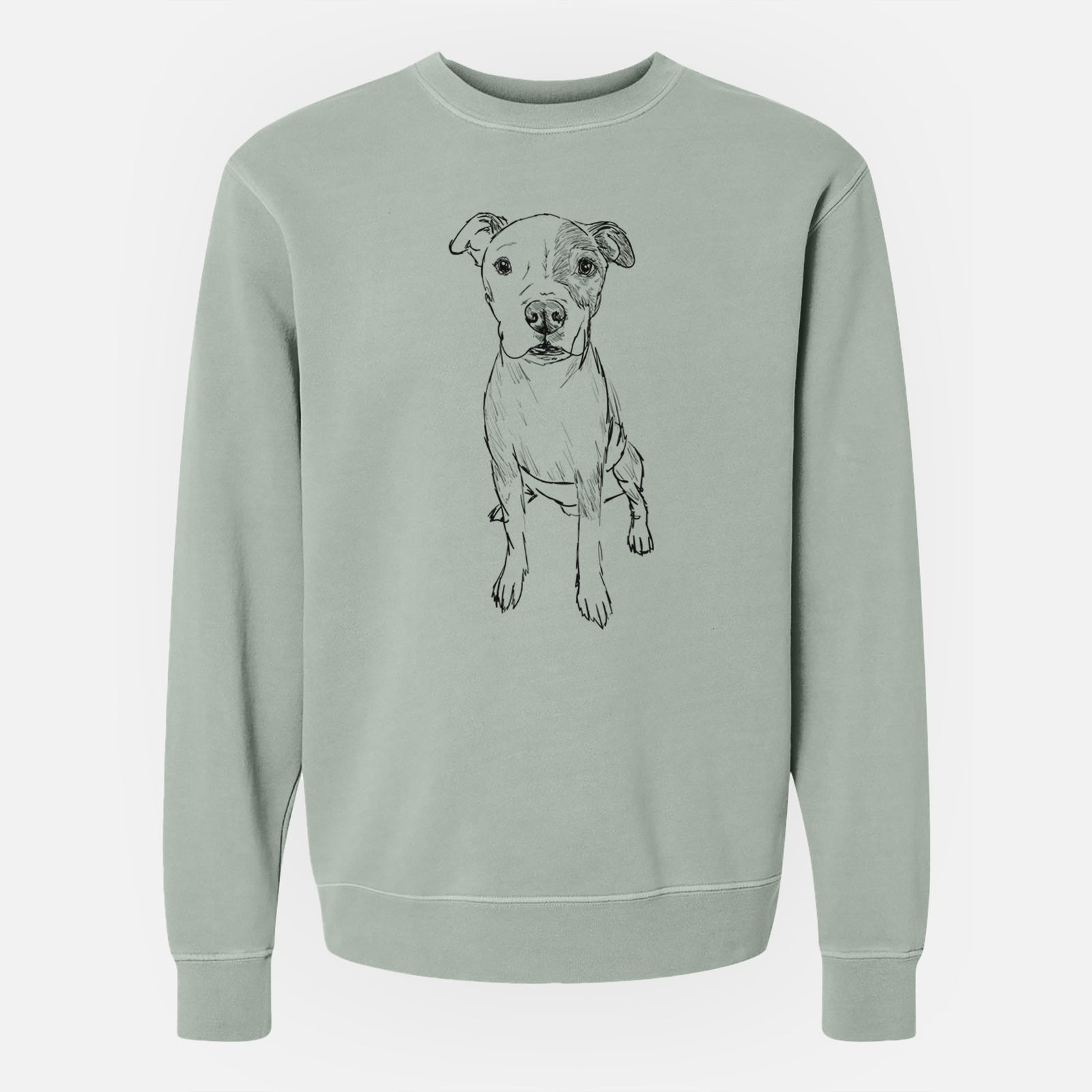 Doodled Peter the Pitbull - Unisex Pigment Dyed Crew Sweatshirt