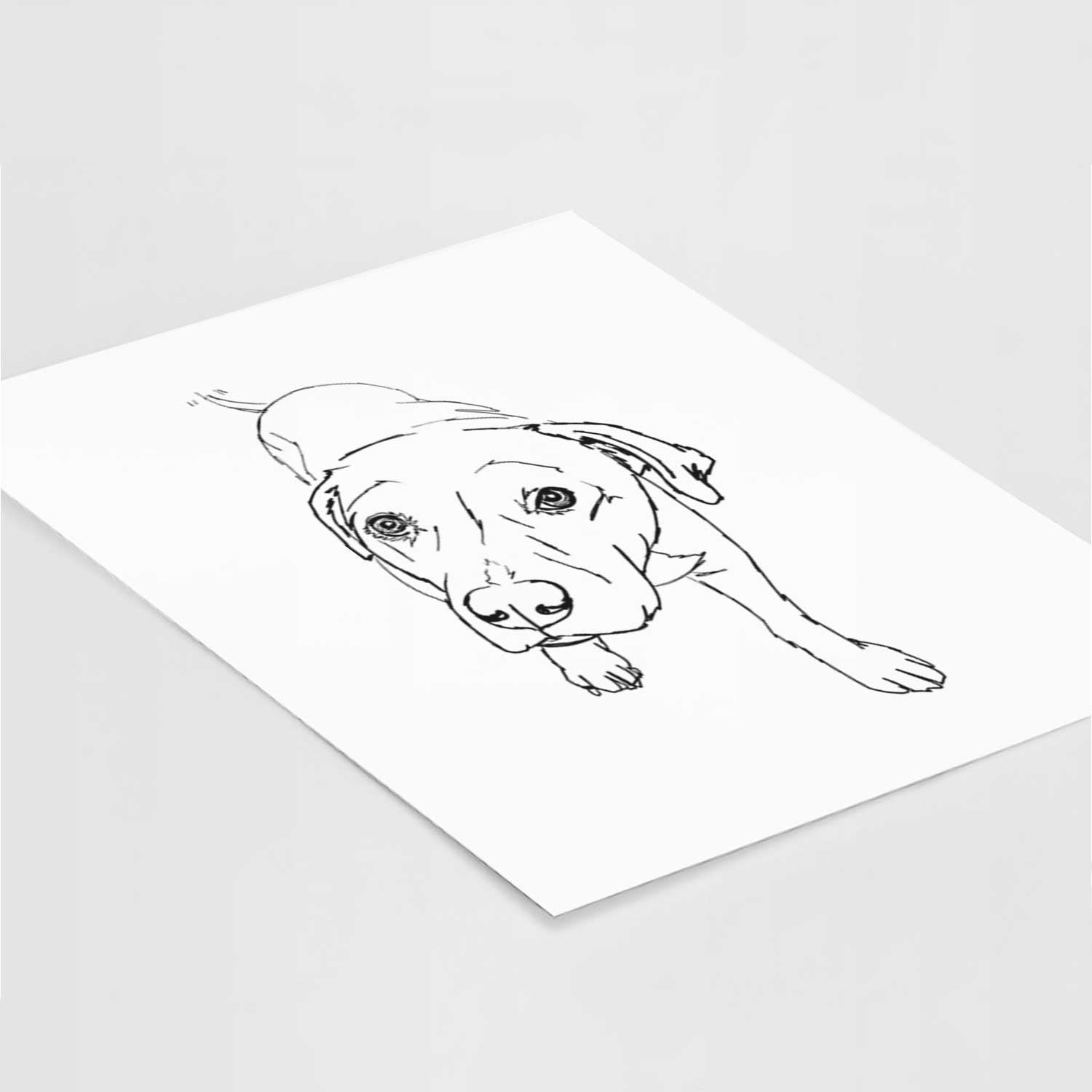 Doodled Peyton the Pitbull Art Print
