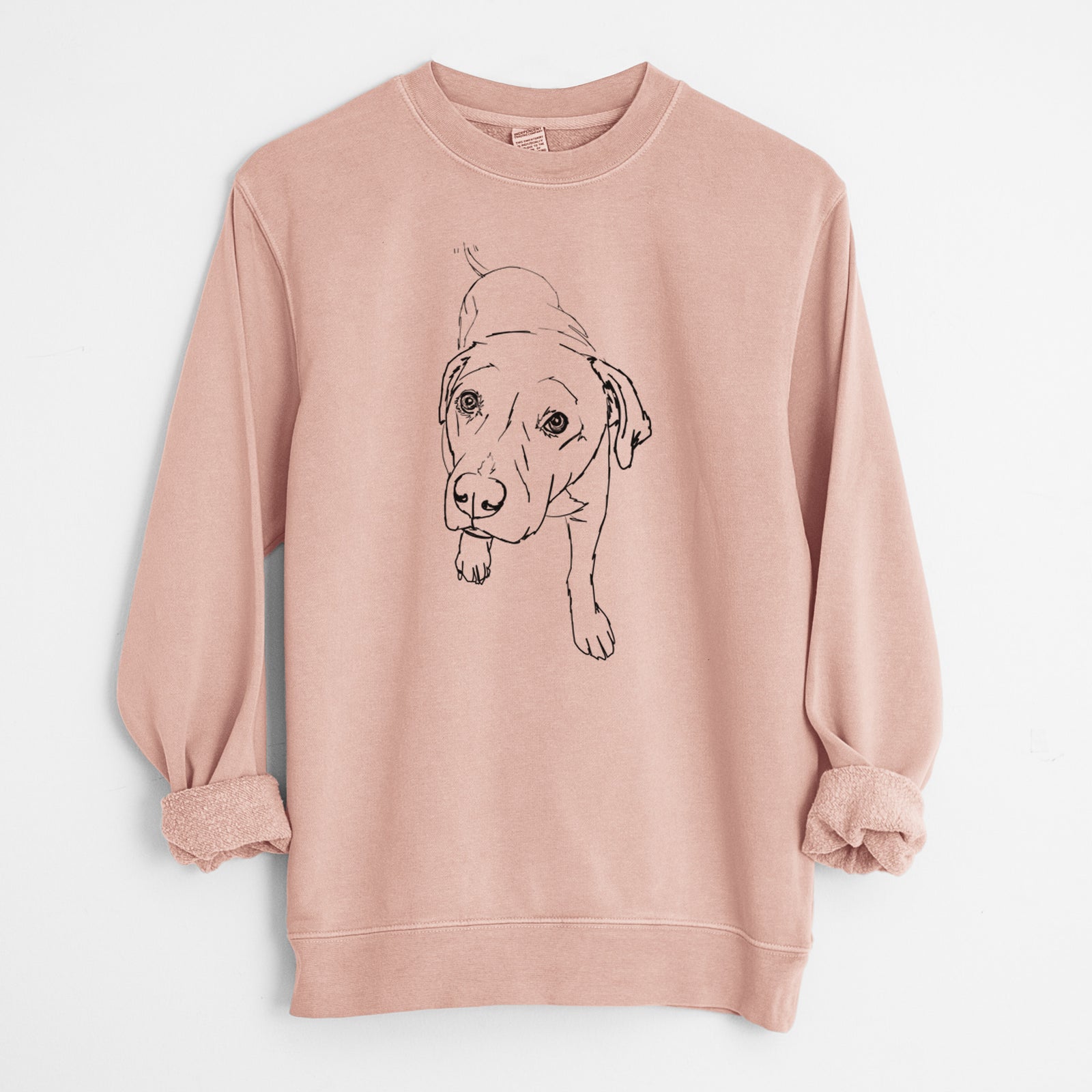 Doodled Peyton the Pitbull - Unisex Pigment Dyed Crew Sweatshirt