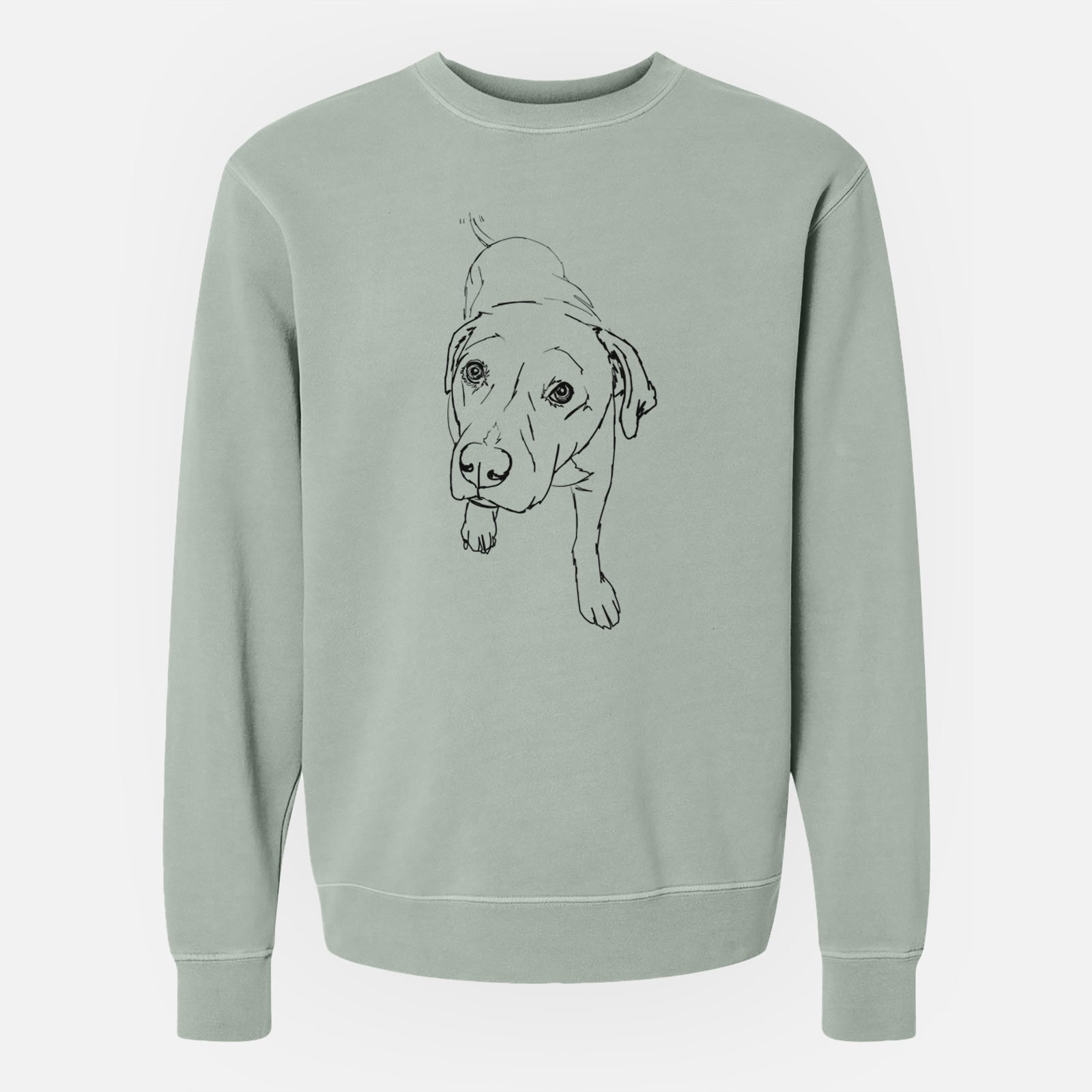 Doodled Peyton the Pitbull - Unisex Pigment Dyed Crew Sweatshirt
