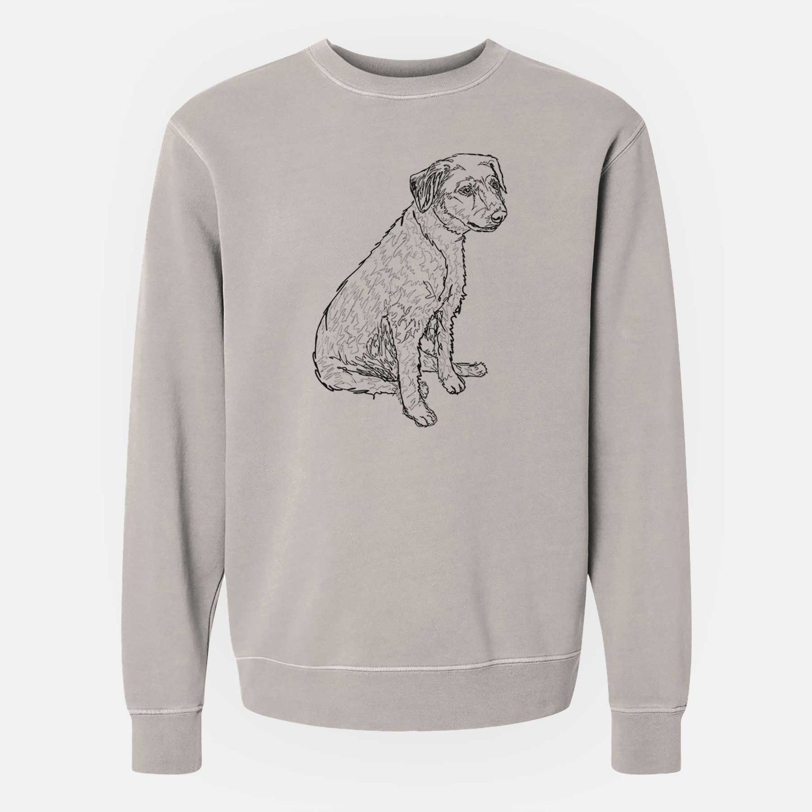 Doodled Poochie the Mixed Breed - Unisex Pigment Dyed Crew Sweatshirt