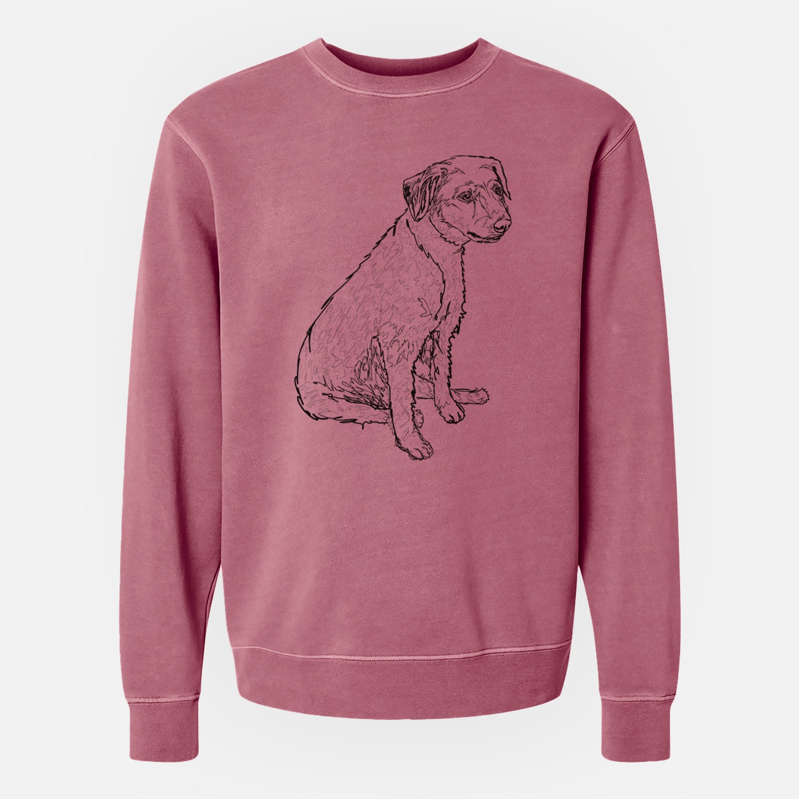 Doodled Poochie the Mixed Breed - Unisex Pigment Dyed Crew Sweatshirt