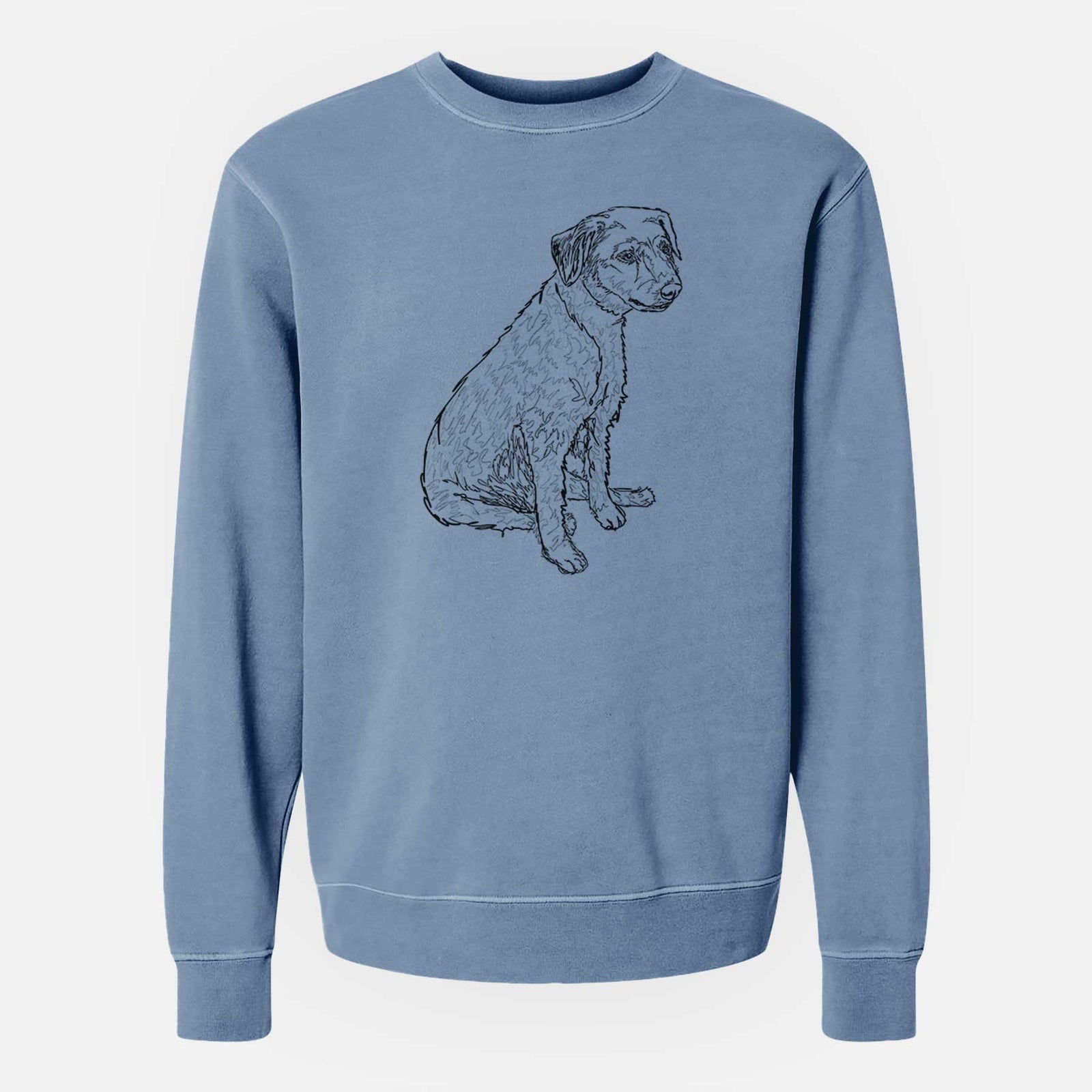 Doodled Poochie the Mixed Breed - Unisex Pigment Dyed Crew Sweatshirt