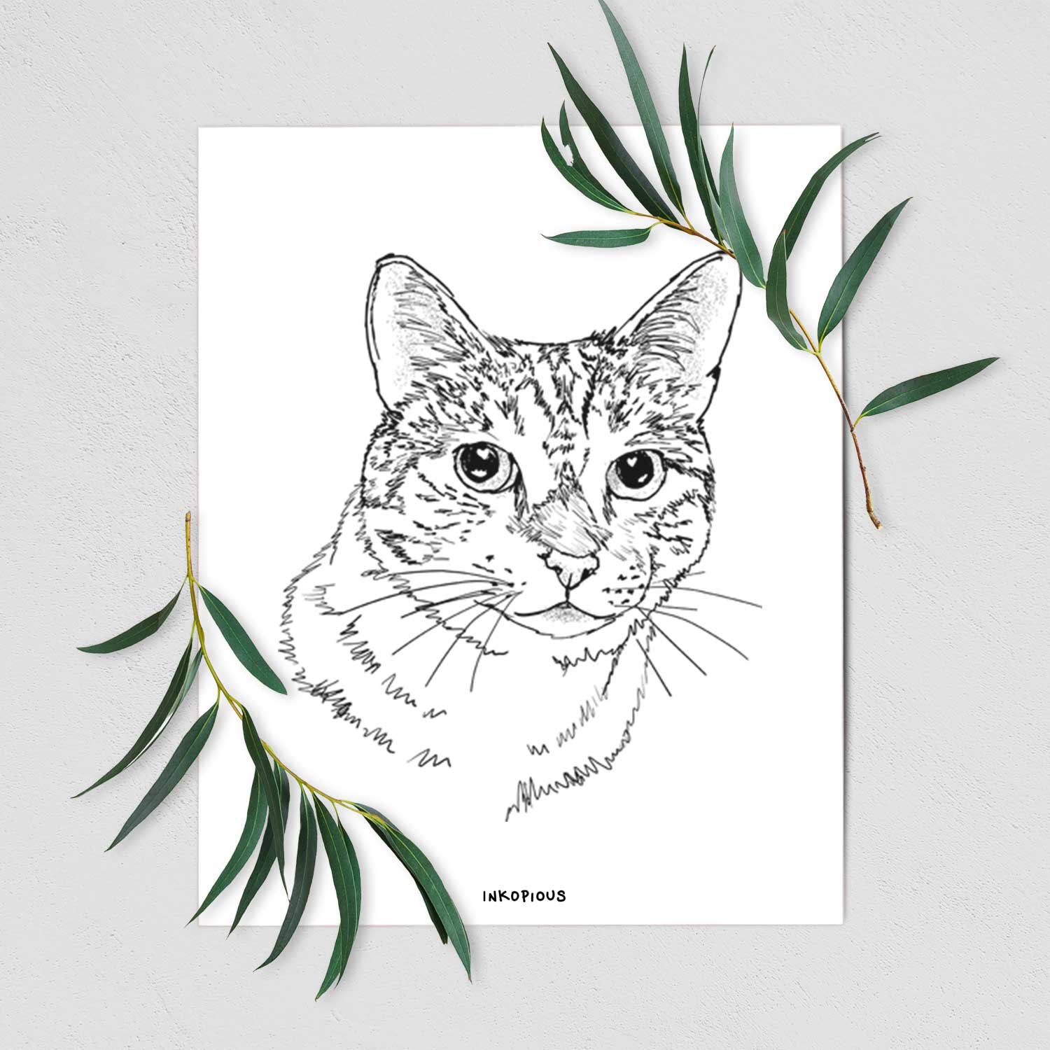 Doodled Prince the Tabby Cat Art Print