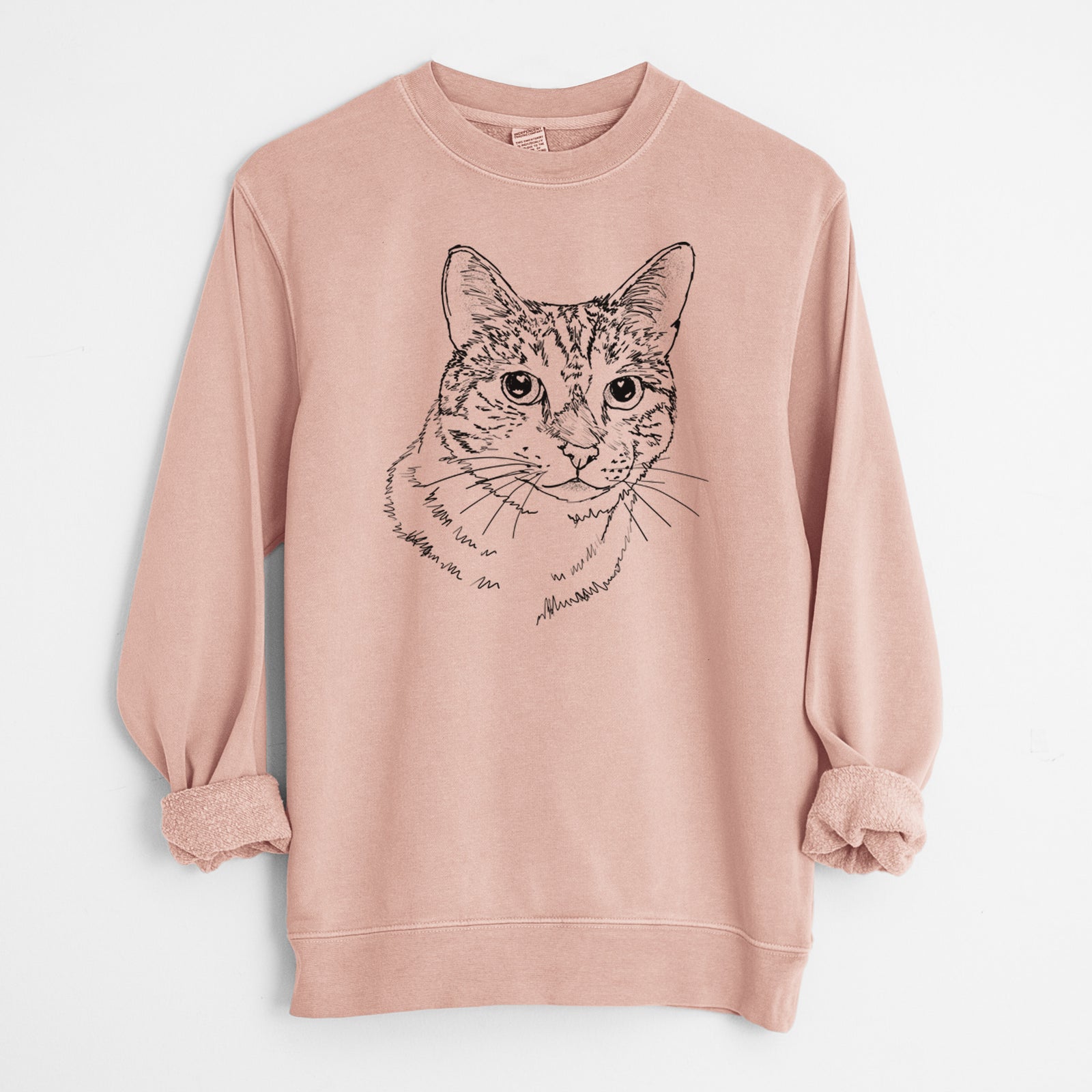 Doodled Prince the Tabby Cat - Unisex Pigment Dyed Crew Sweatshirt