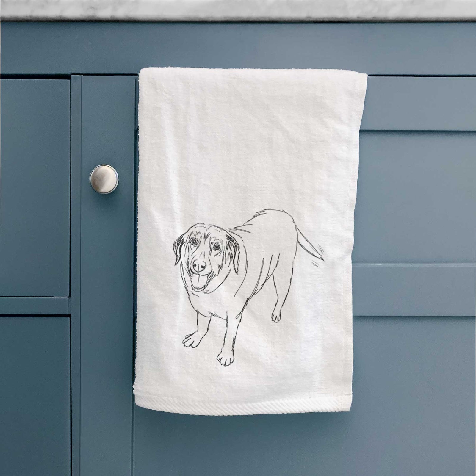 Doodled Puddles the Labrador Retriever Decorative Hand Towel