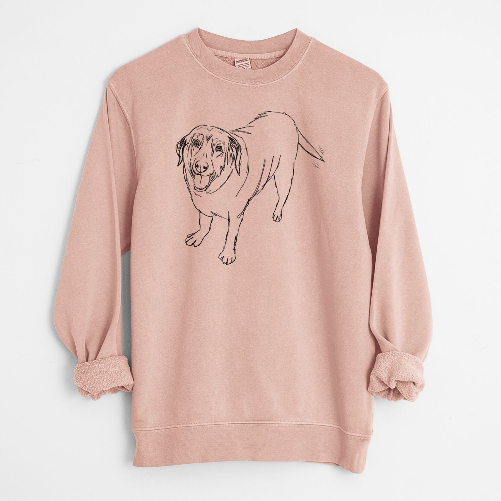 Doodled Puddles the Labrador Retriever - Unisex Pigment Dyed Crew Sweatshirt