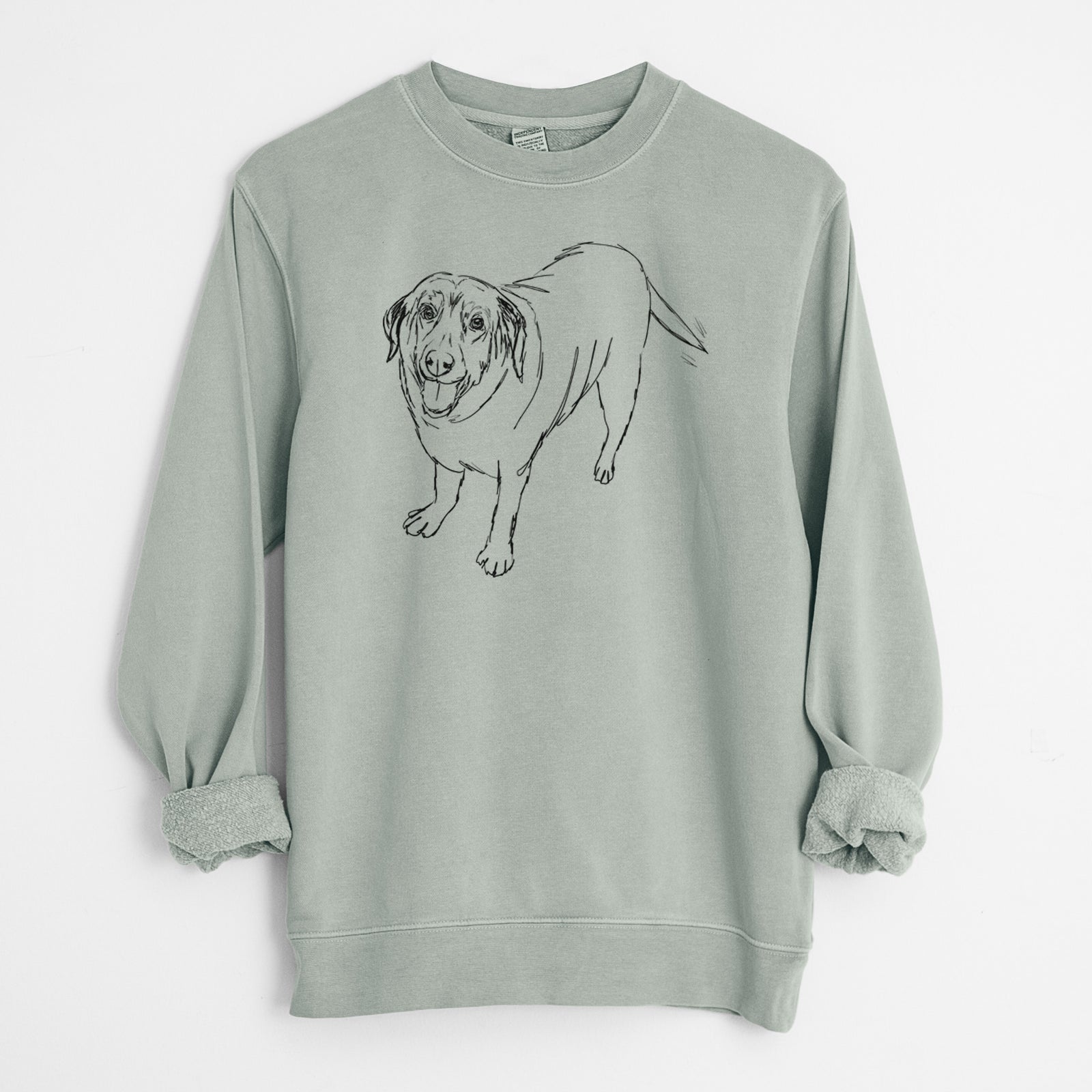 Doodled Puddles the Labrador Retriever - Unisex Pigment Dyed Crew Sweatshirt